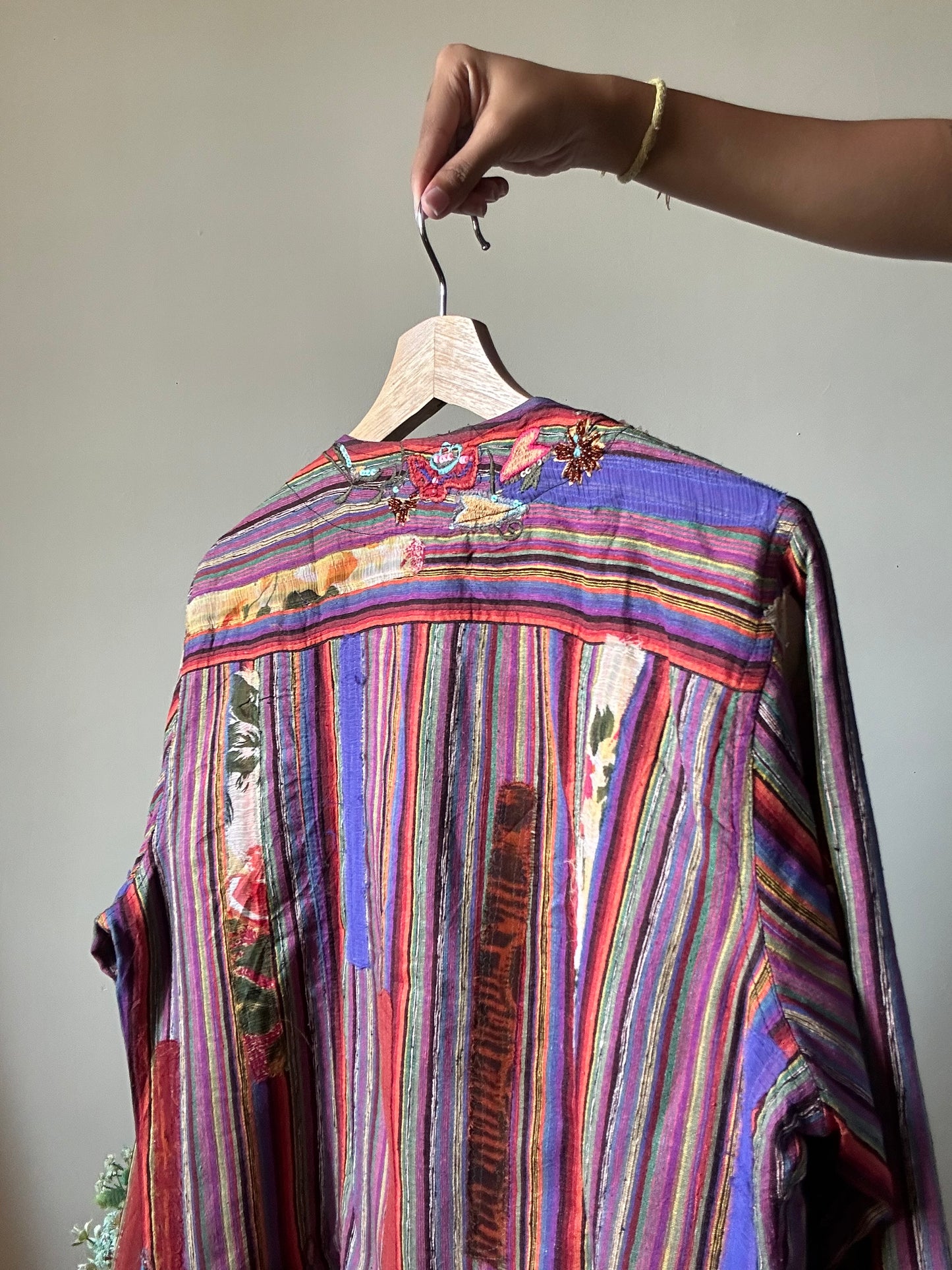 Chico’s Vintage Silk Embroidered and Patchwork Detail Shrug