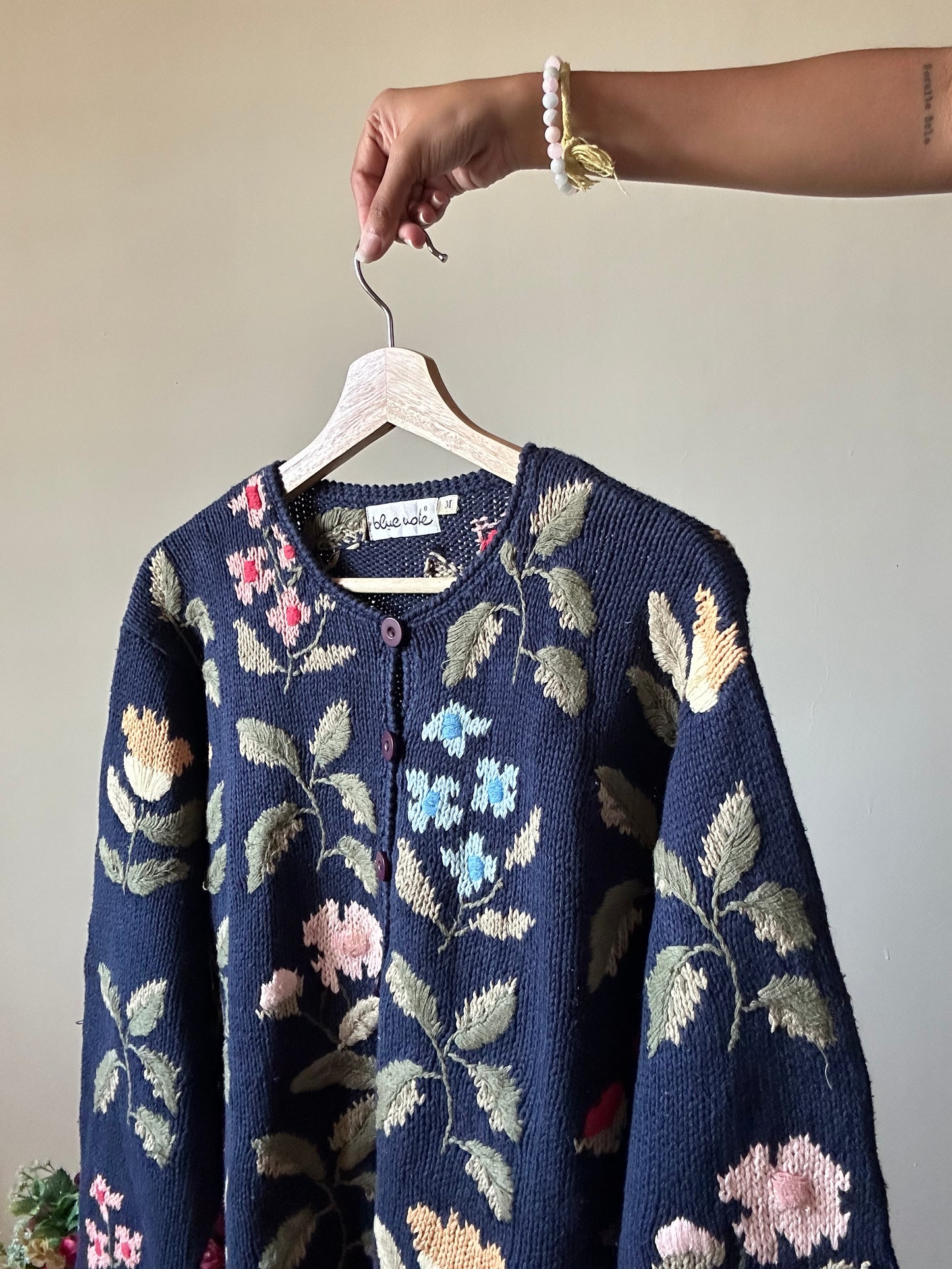 Blue Note Vintage Floral Knit Cardigan