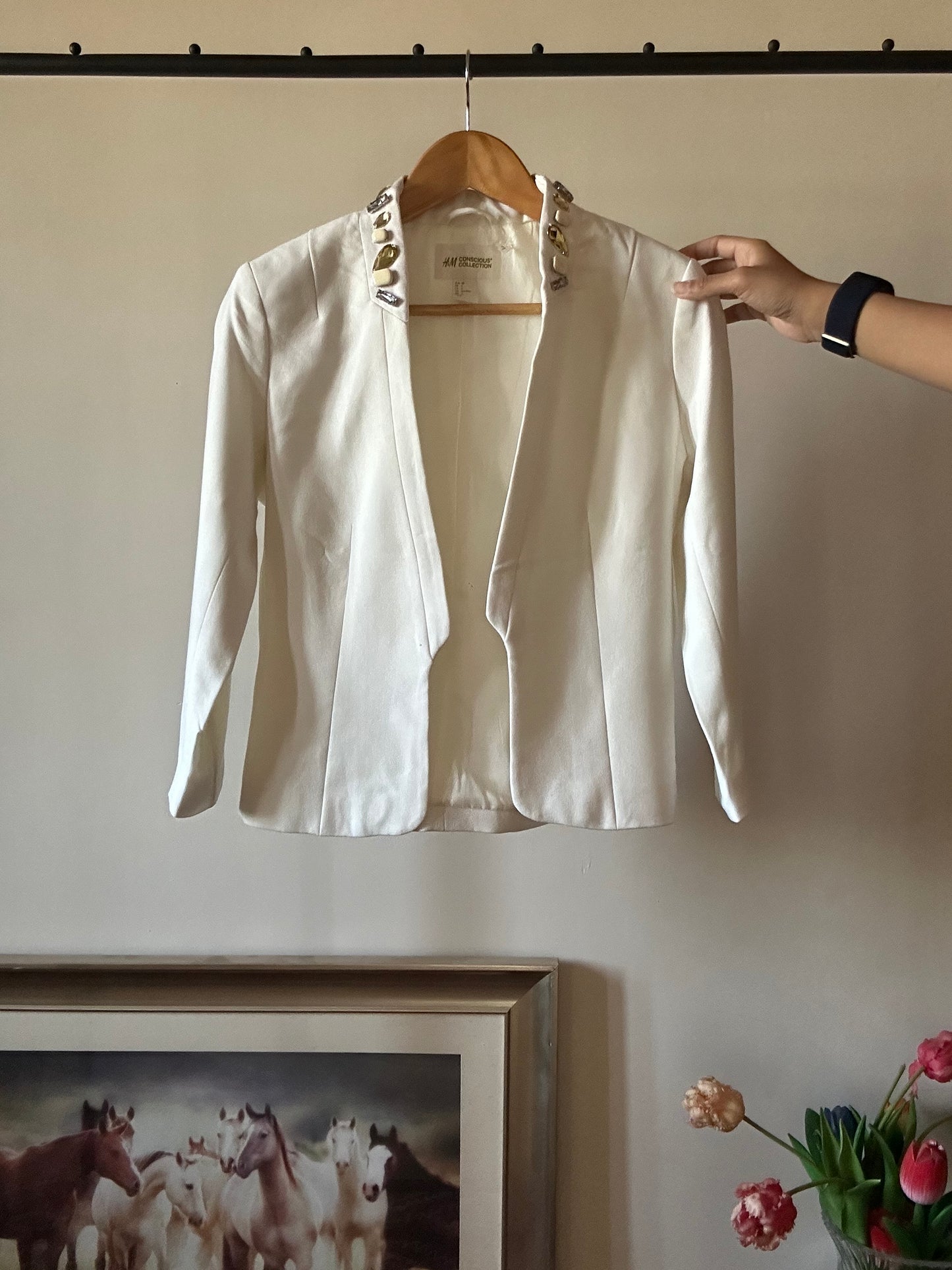 Vintage H&M Conscious Collection Open Collar Embellished Blazer