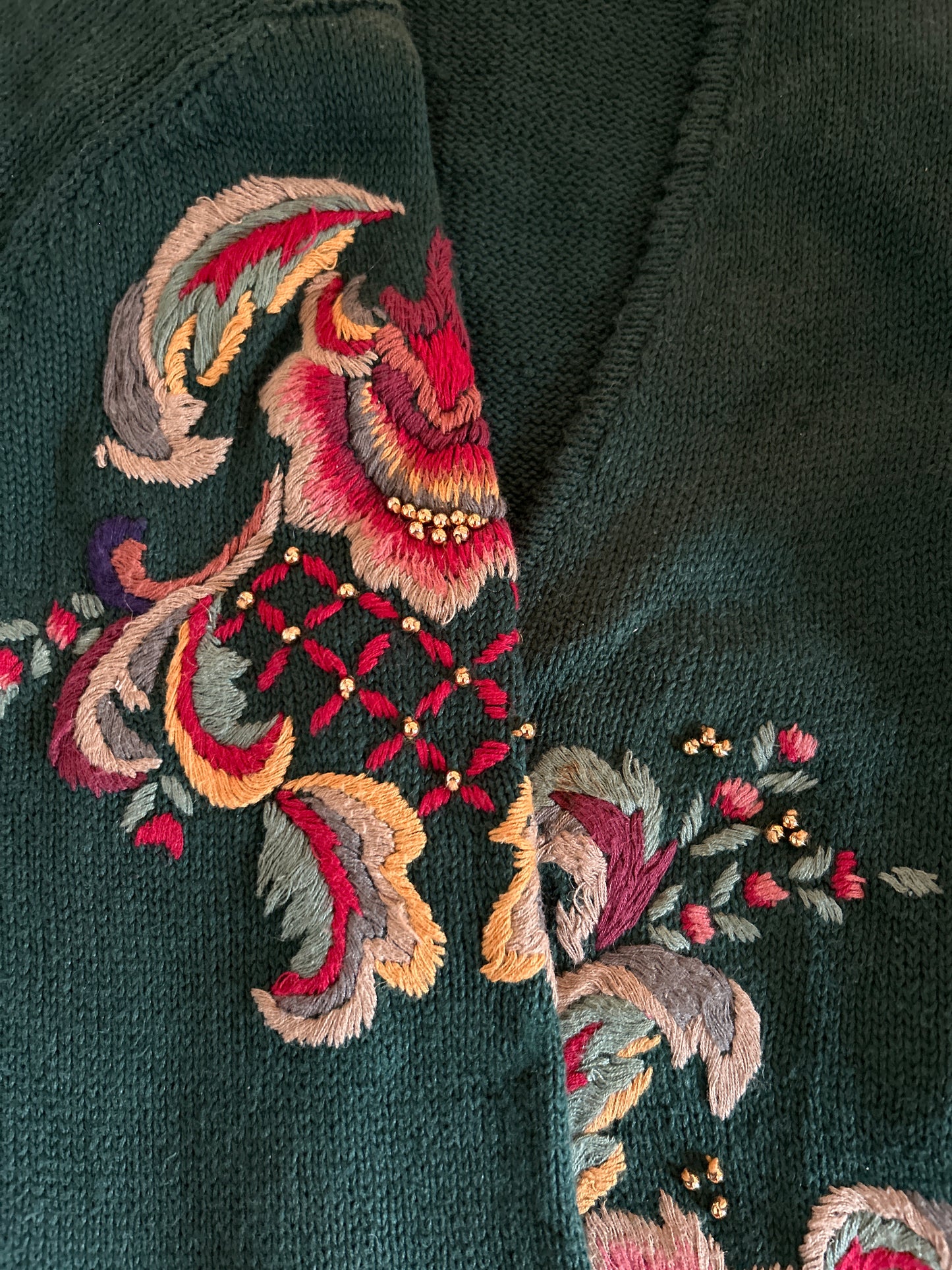 Susan Bristol Vintage Hand Embroidered Knit Cardigan