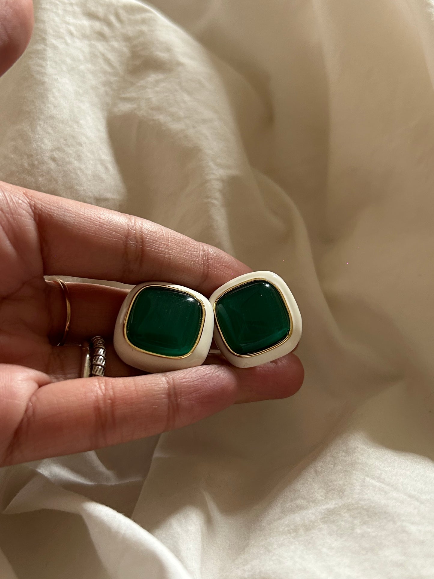 Green Stone Studs