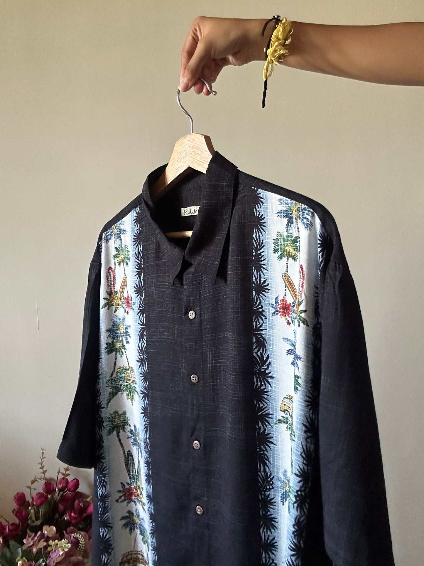 Vintage Batik Bay Shirt With Beach Essentials Print