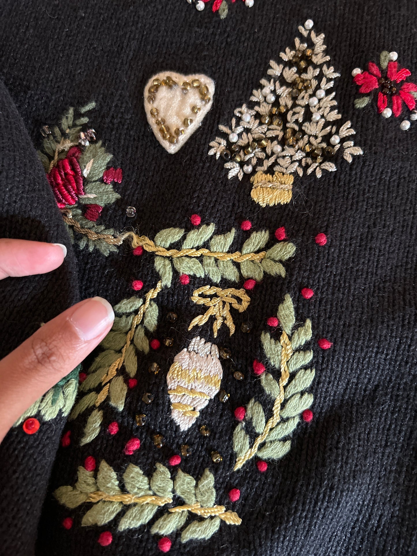 Tiara Beaded and Hand Embroidered My Christmas Cardigan