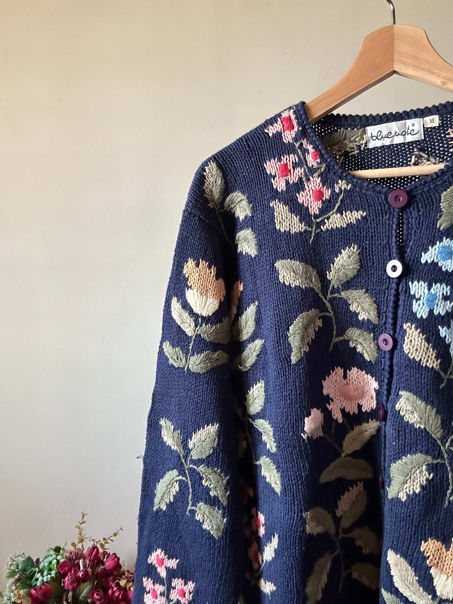 Blue Note Vintage Floral Knit Cardigan