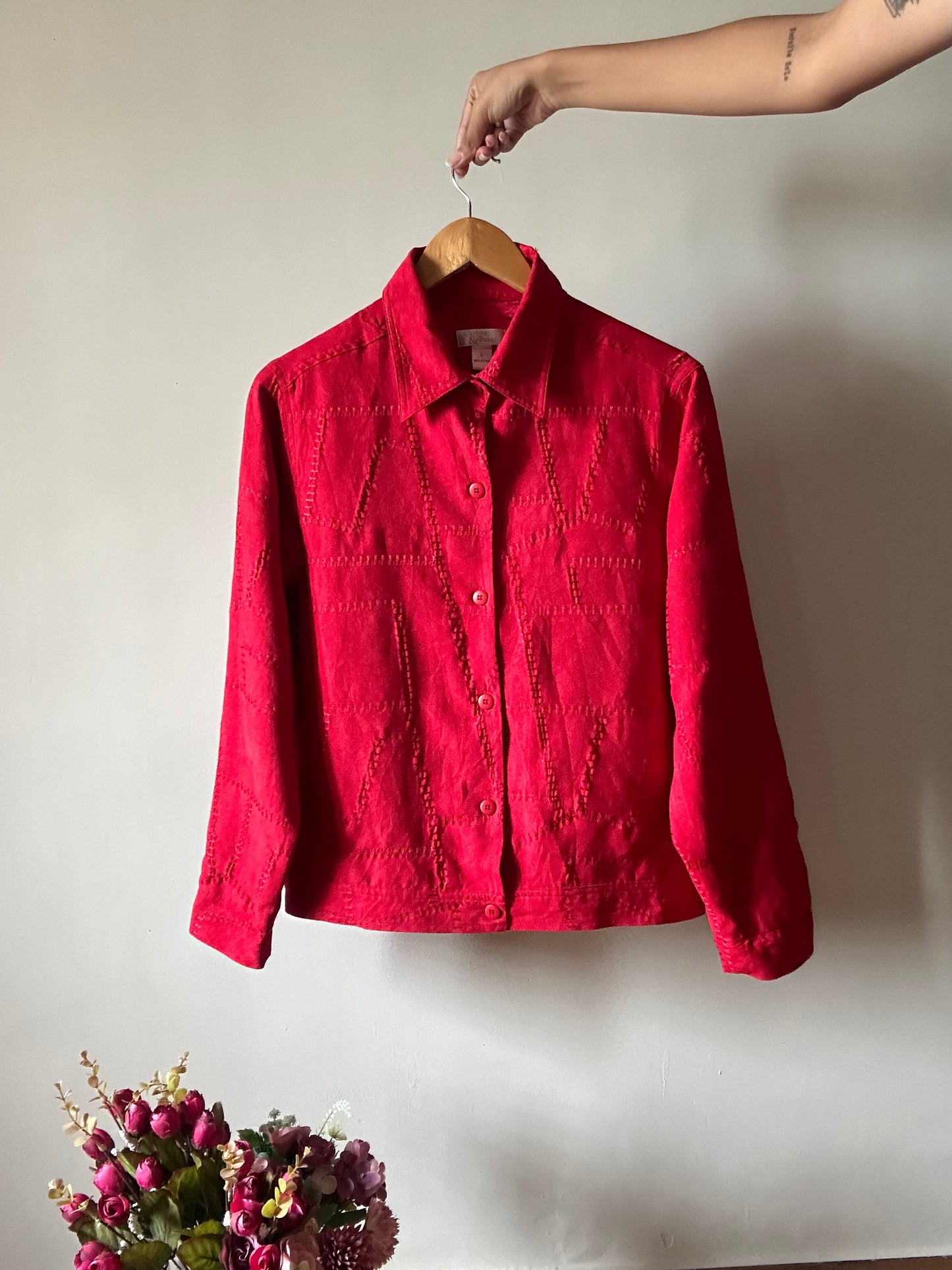 Christopher & Banks Vintage Red Embroidered Shirt