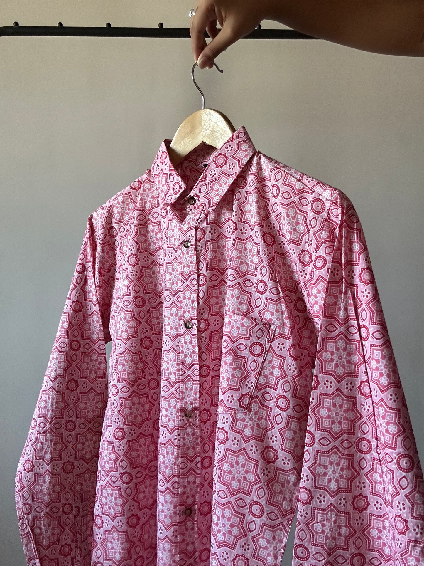 Pink Hand Block Print Shirt