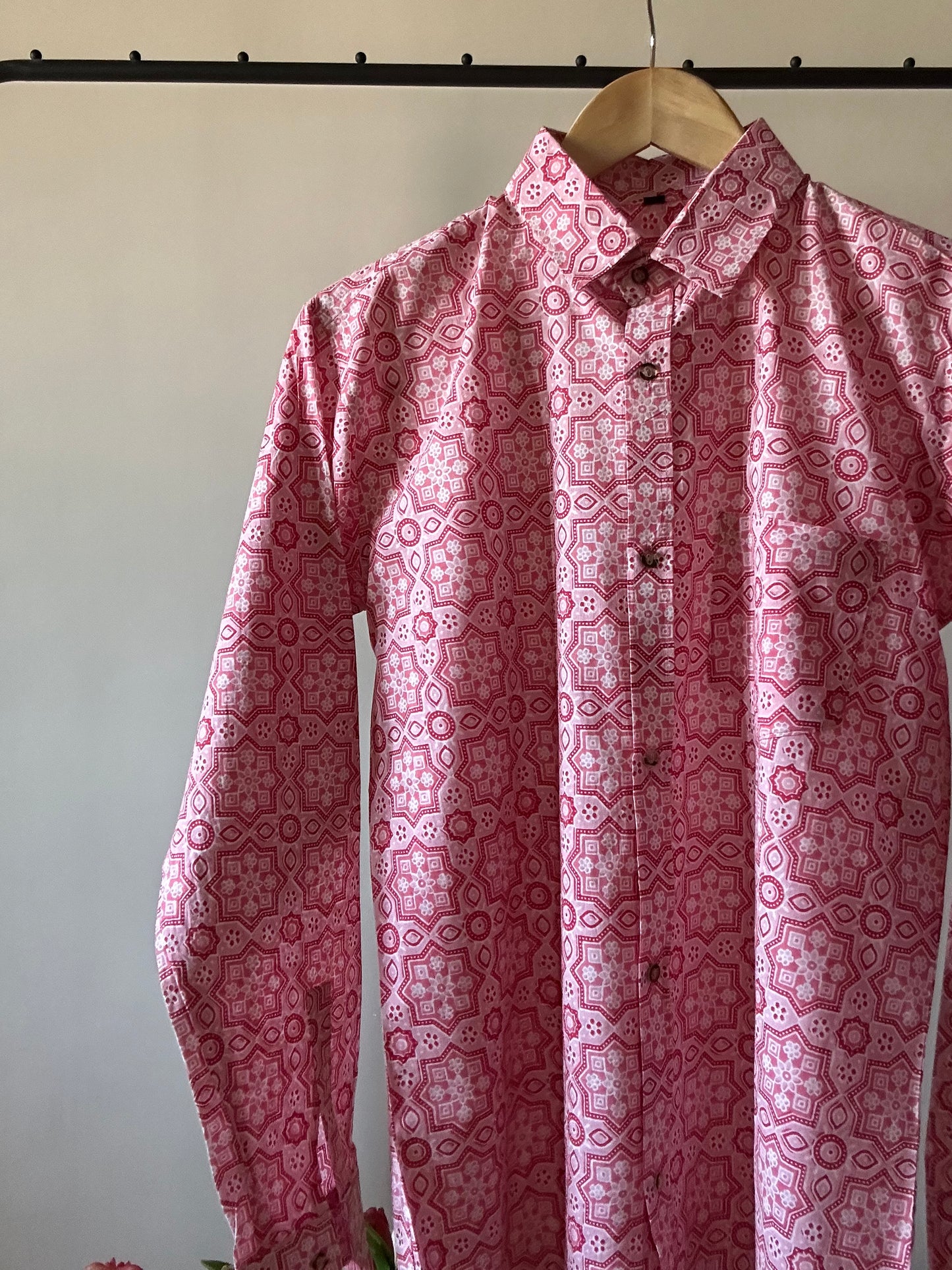 Pink Hand Block Print Shirt