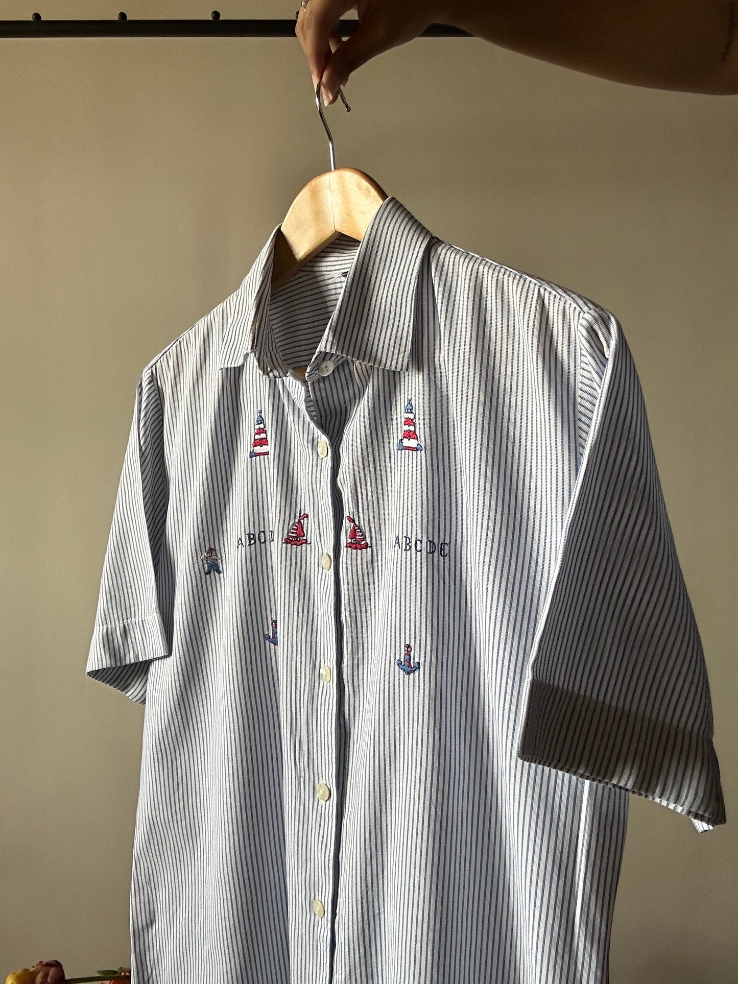 Vintage Striped Embroidered Shirt