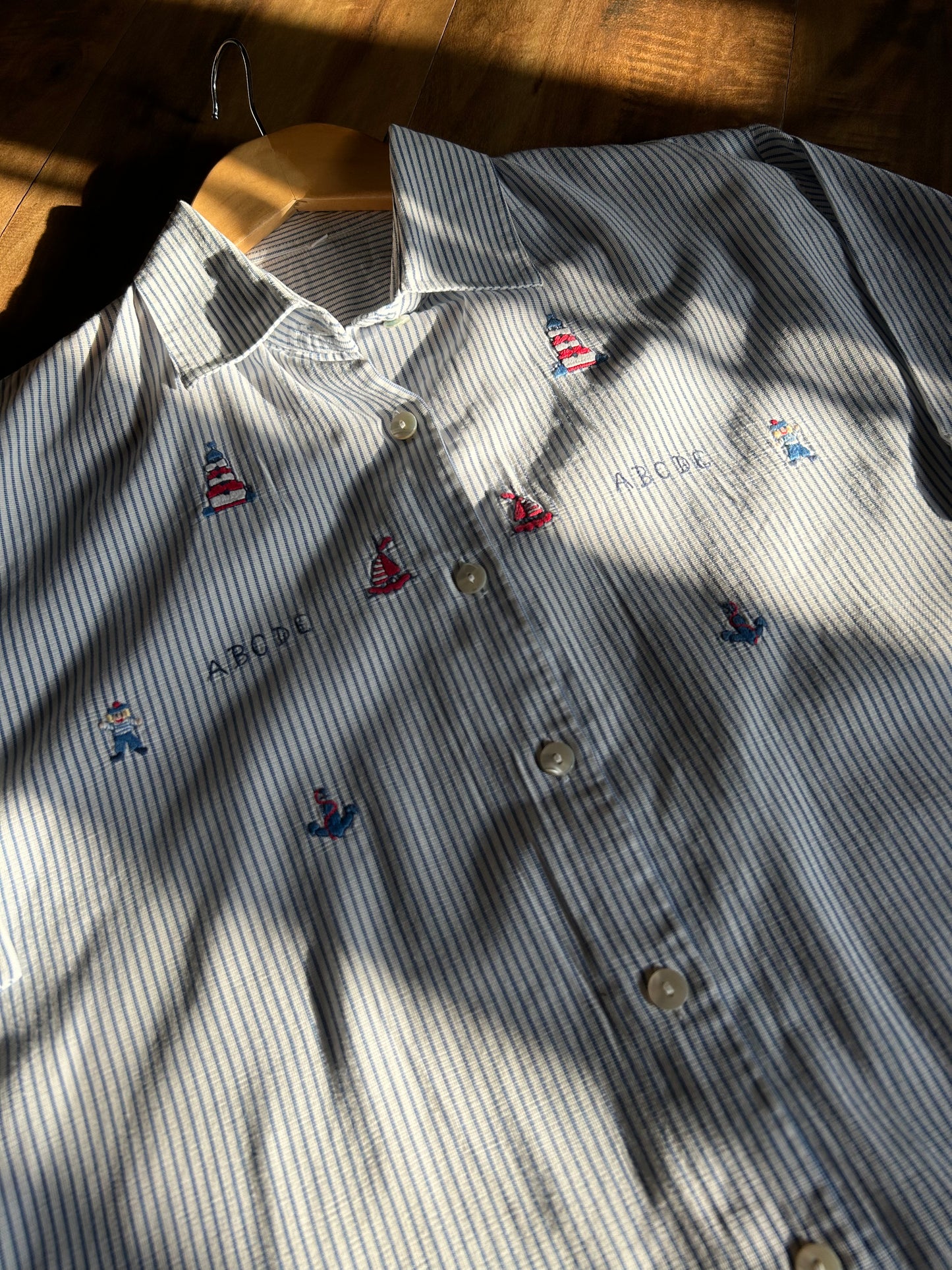 Vintage Striped Embroidered Shirt