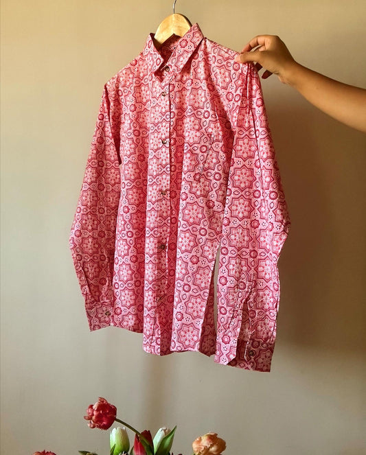 Pink Hand Block Print Shirt