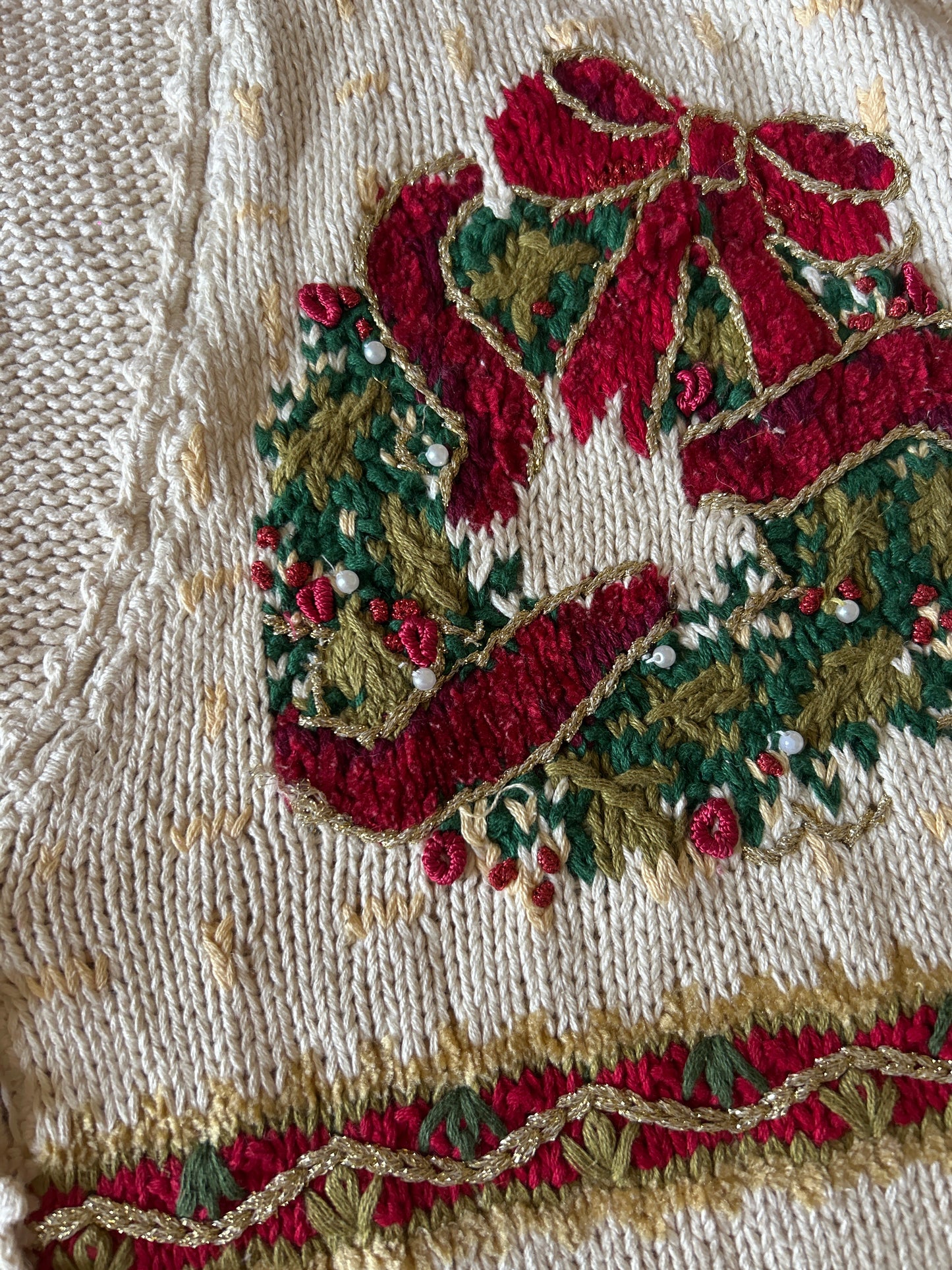 Vintage Maggie Lawrence Christmas Tree Beaded and Embroidered Cardigan