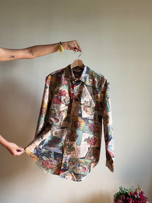 Vintage Gotcha Covered Abstract Print Shirt