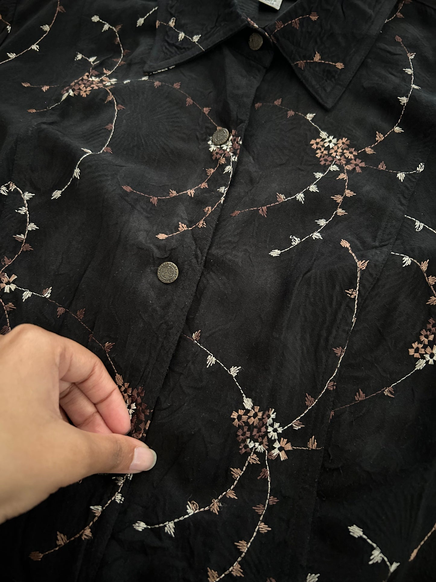 Vintage Suede Coldwater Creek Embroidered Shirt