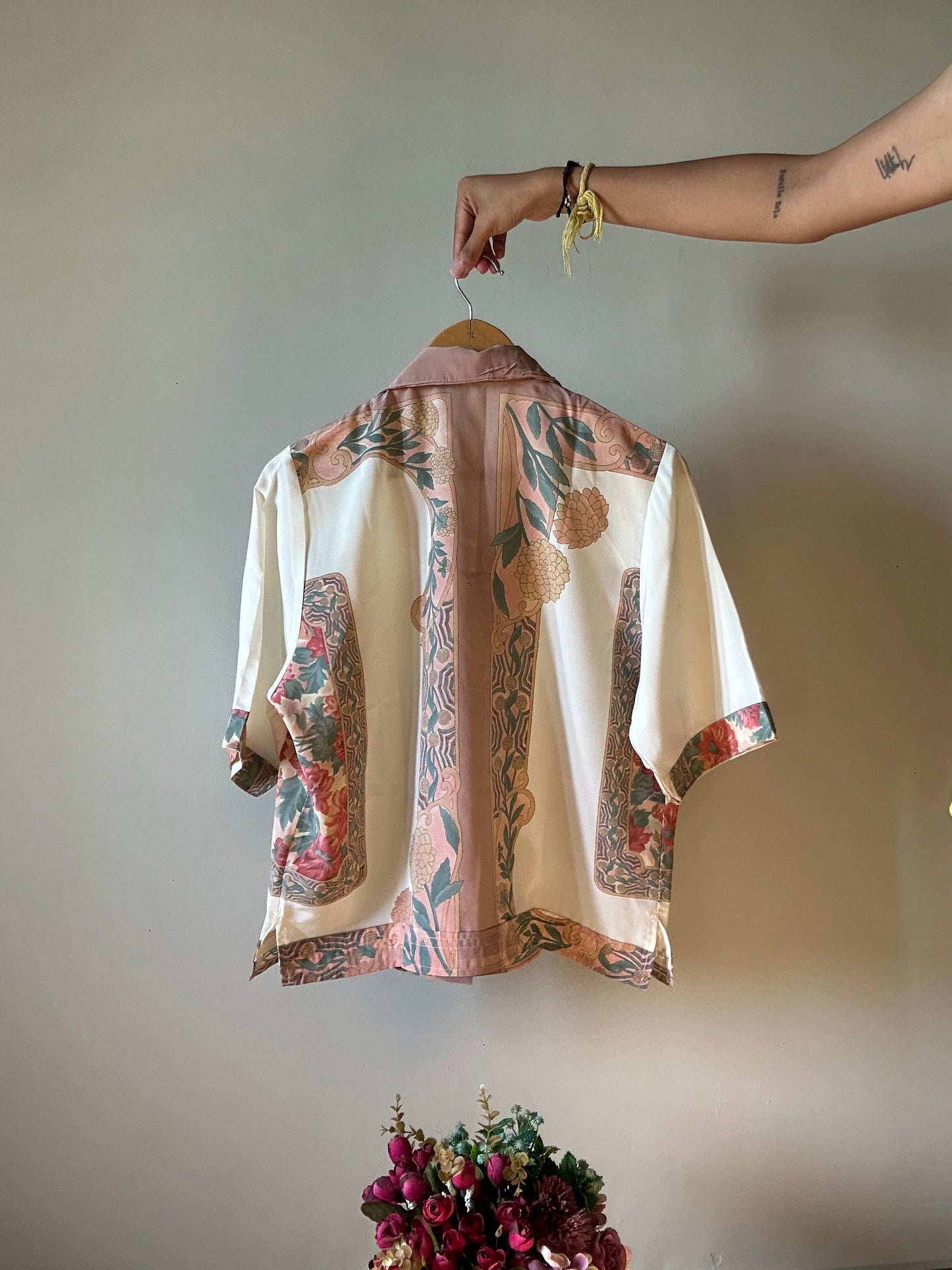 Vintage Abstract English Floral Print Shirt