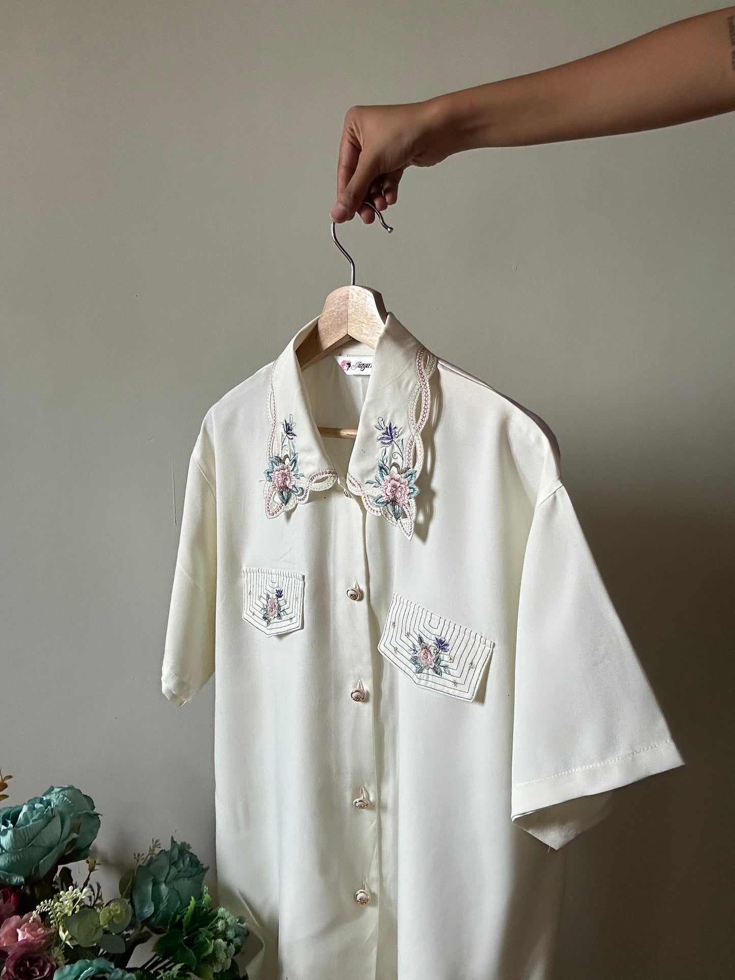 Jiayumei Vintage Embroidered Shirt