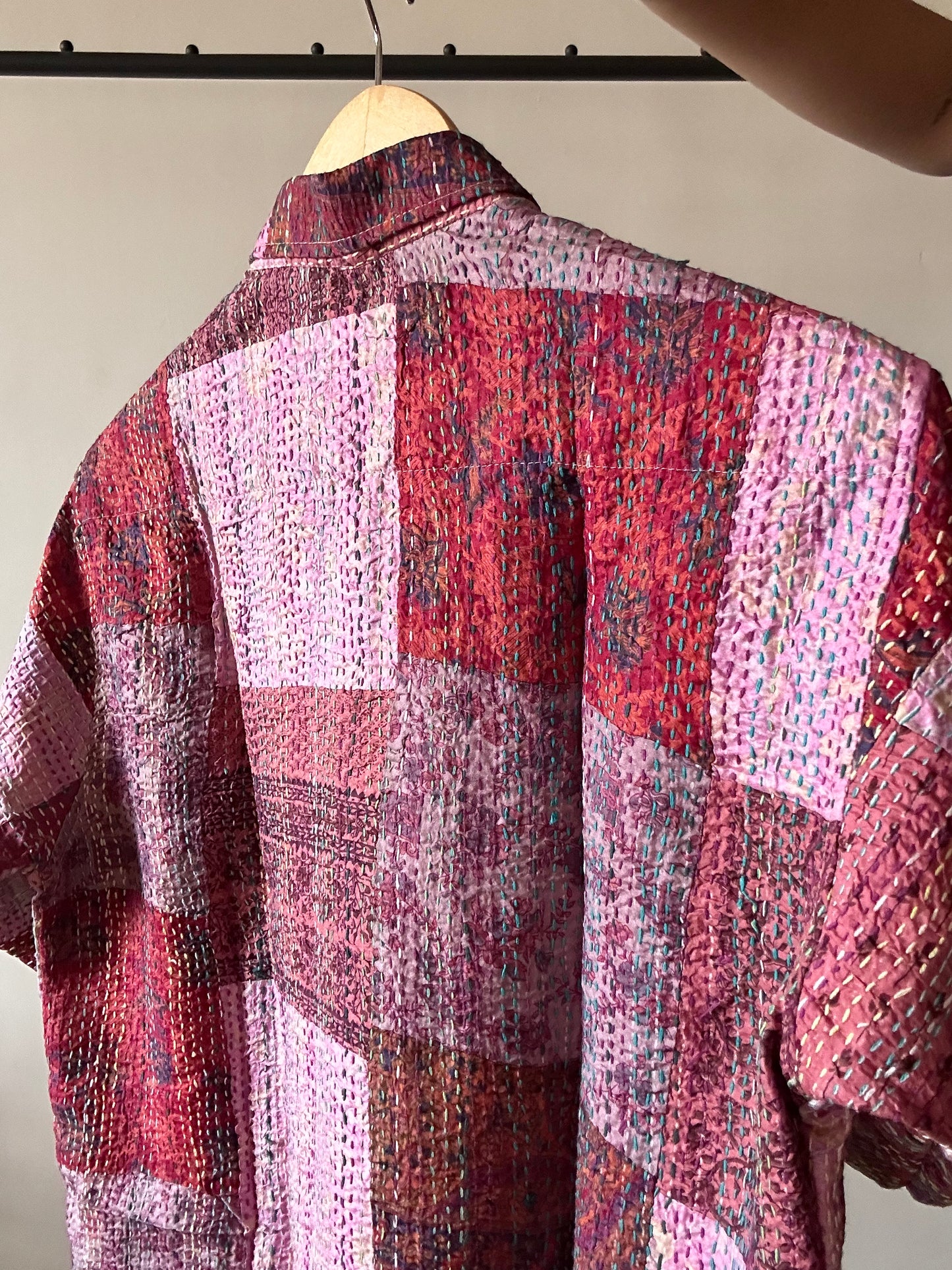 Cotton Candy Patch Work Kantha Embroidery Shirt