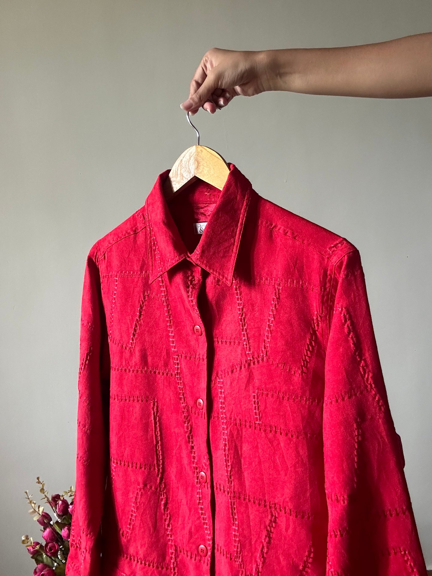 Christopher & Banks Vintage Red Embroidered Shirt