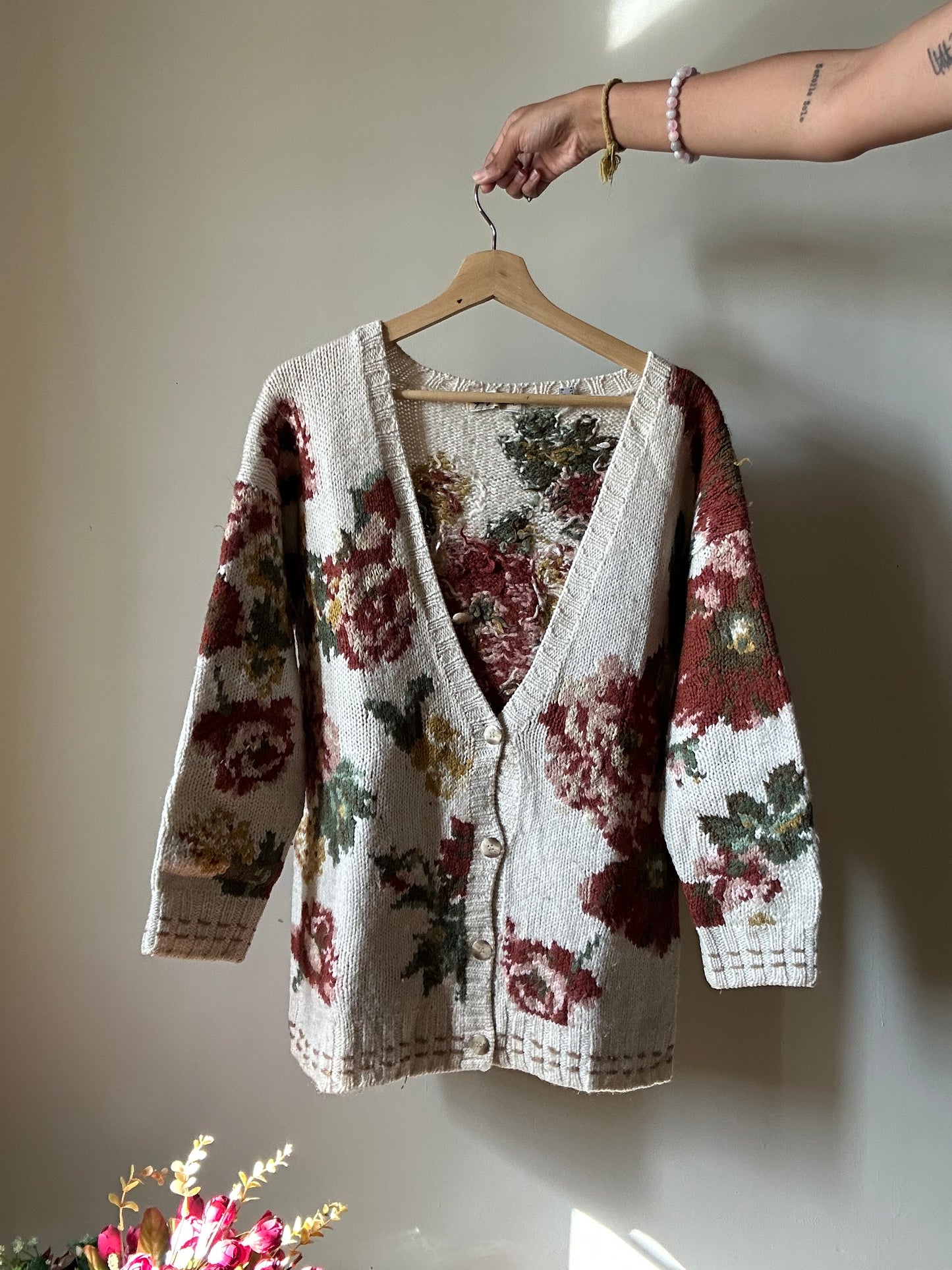 Giorgio Kauter Vintage Hand Knit Floral Cardigan