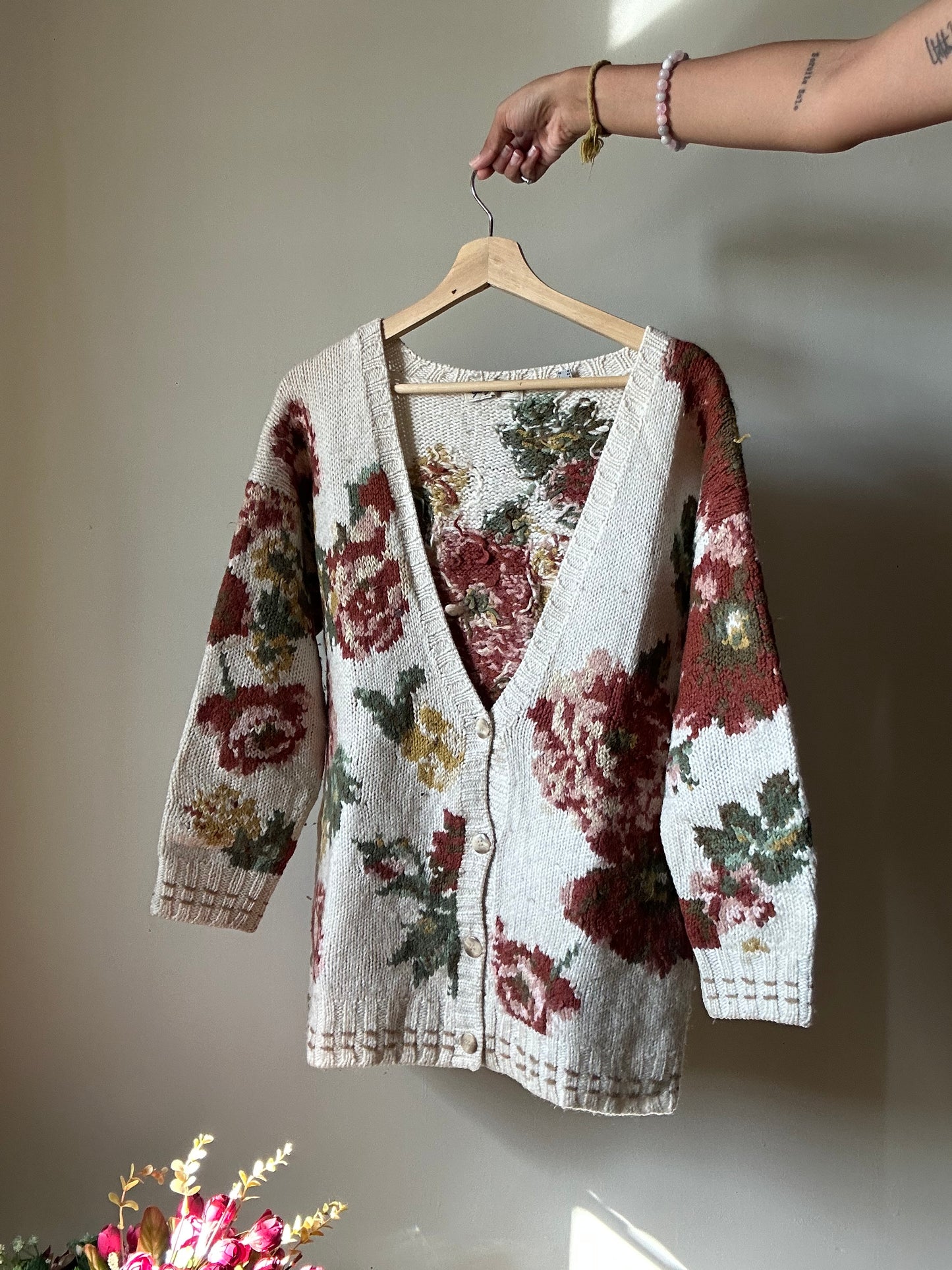 Giorgio Kauter Vintage Hand Knit Floral Cardigan