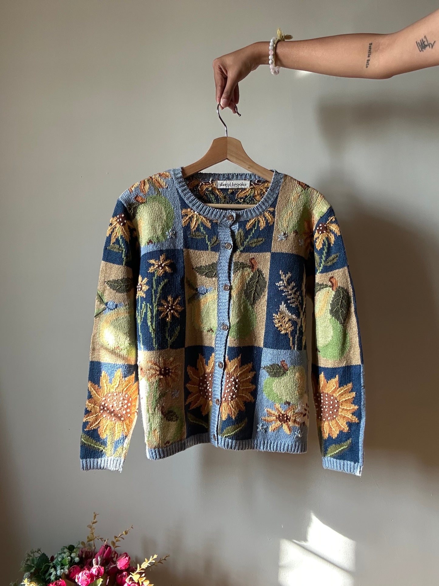 David Brooks Vintage Embroidered Cardigan