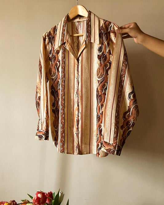 Vintage Multi Pattern Print Shirt