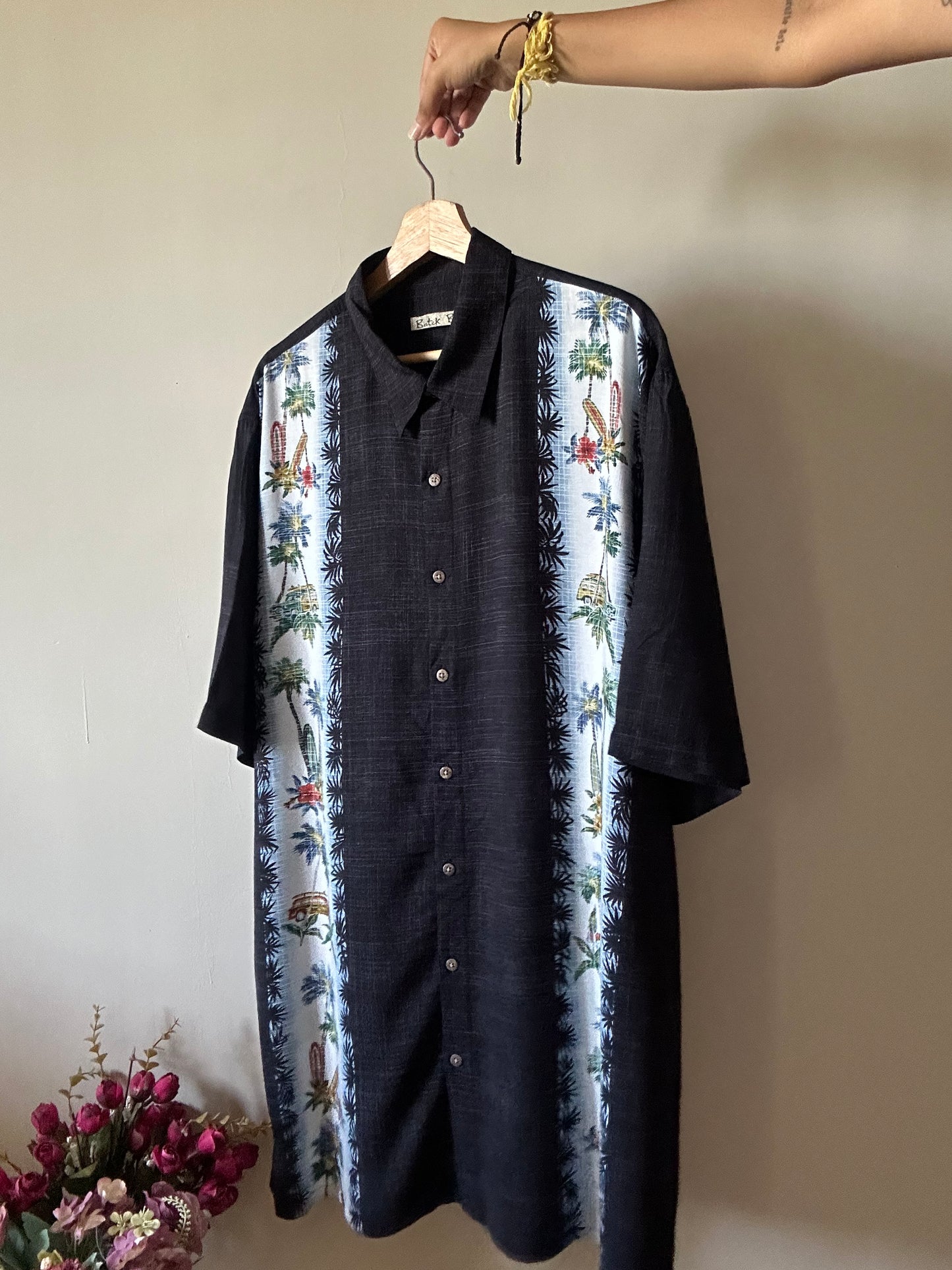 Vintage Batik Bay Shirt With Beach Essentials Print