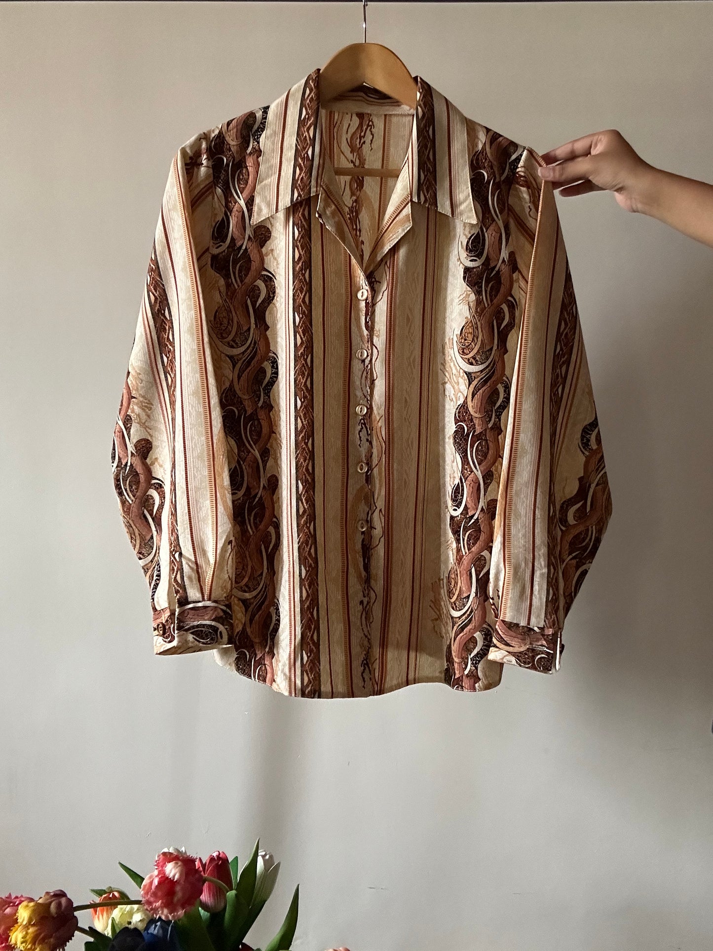 Vintage Multi Pattern Print Shirt