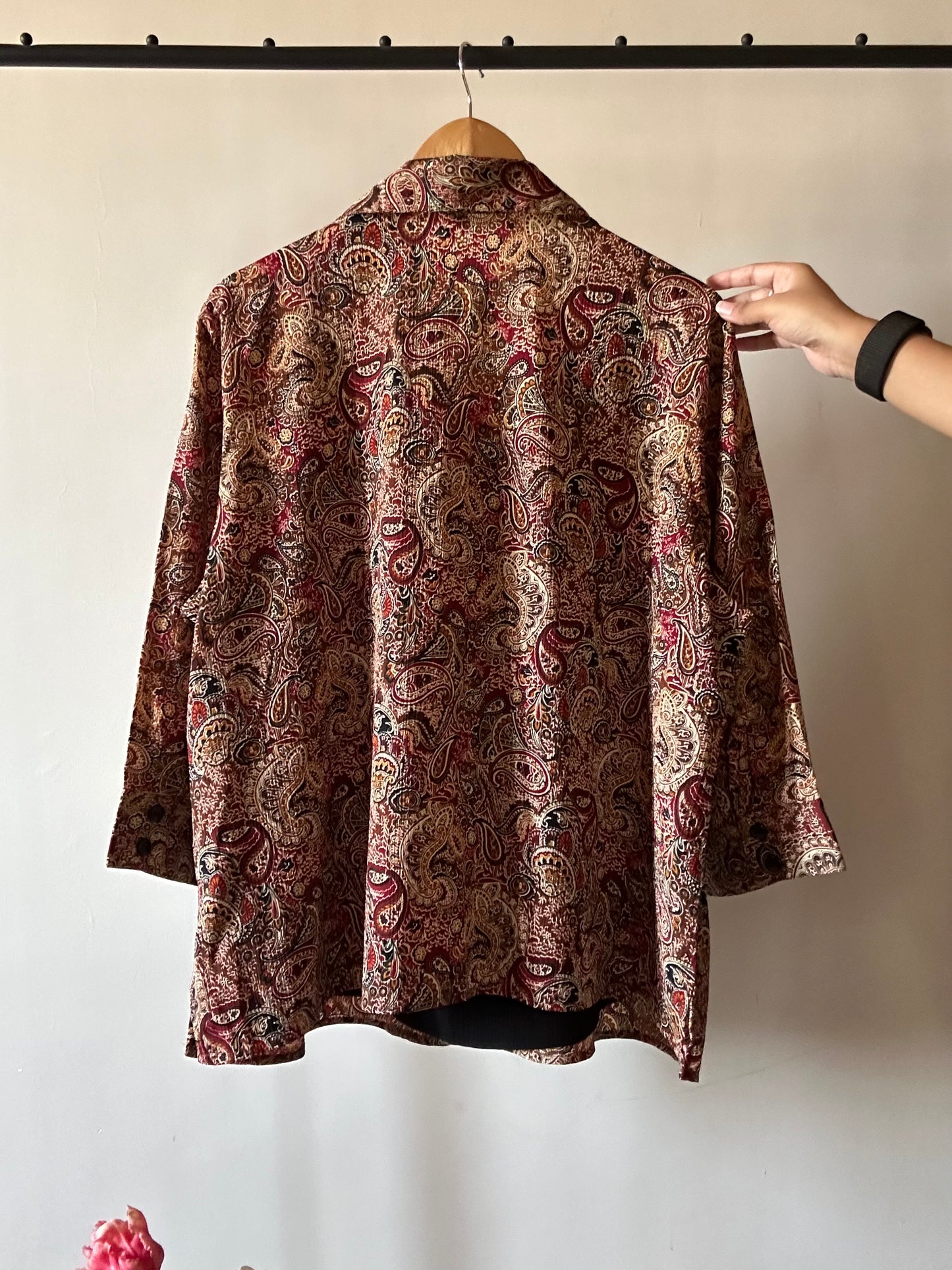 Vintage Attached Vest Ethnic Print Shirt