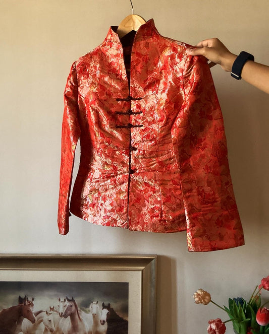 Vintage Chinese Butterfly Floral Embroidered Shirt