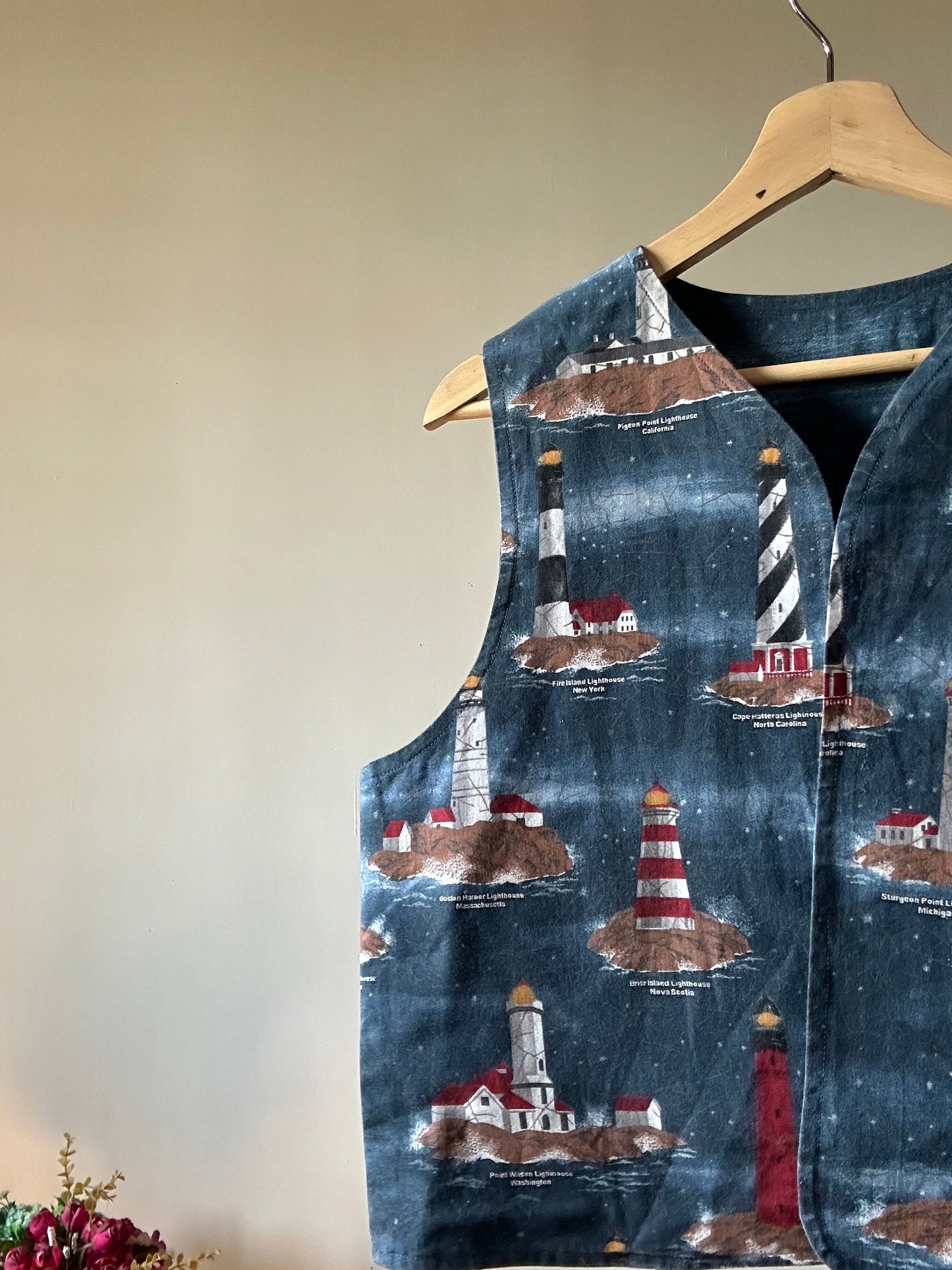 Vintage Lighthouse Print Vest