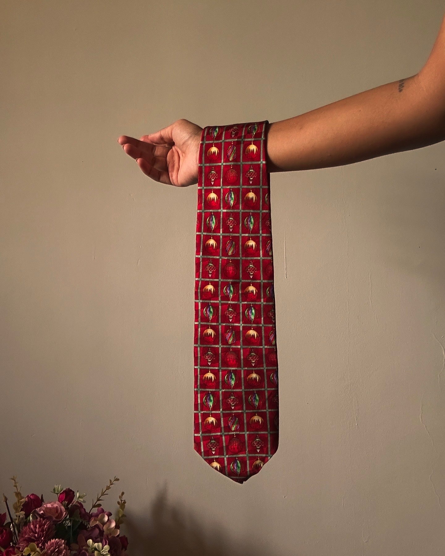 Holiday Tradition By MMG Vintage Christmas Ornaments Print Tie