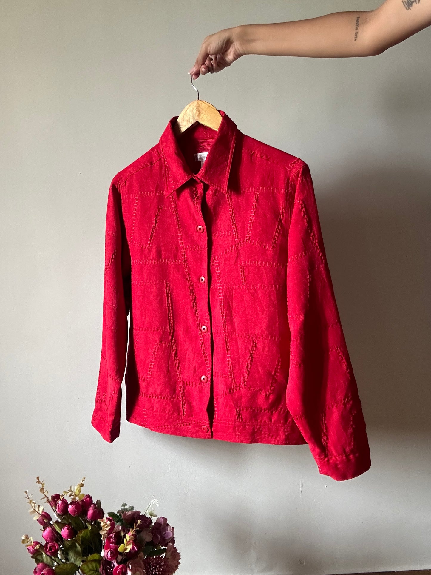 Christopher & Banks Vintage Red Embroidered Shirt