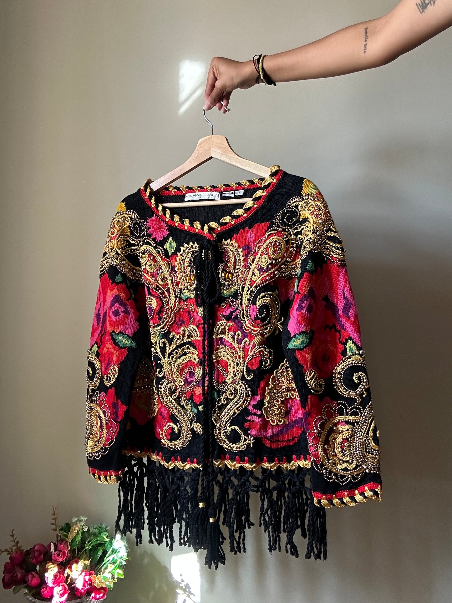 Michael Simon New York Vintage All Embroidered and Beaded Cardigan