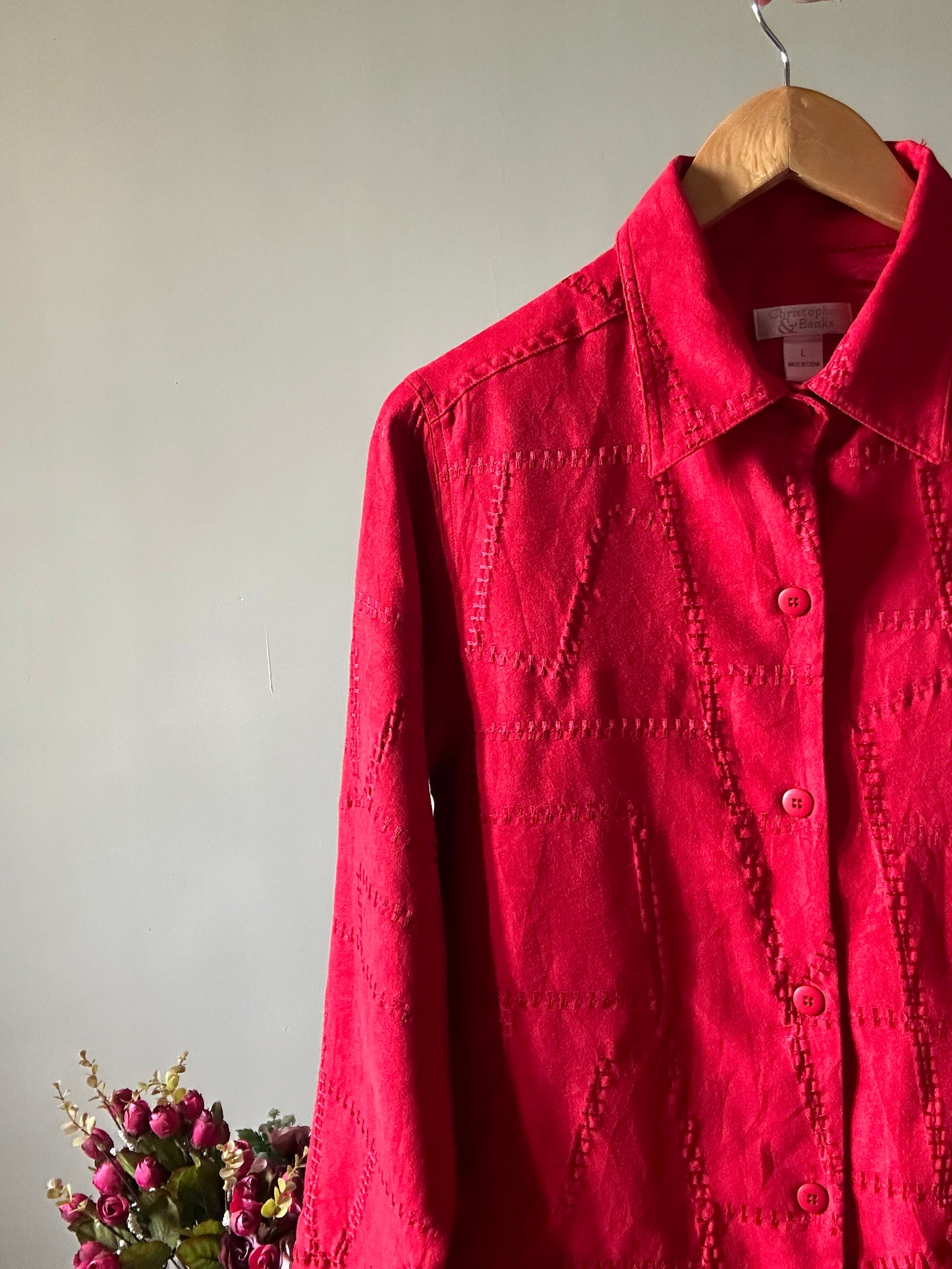 Christopher & Banks Vintage Red Embroidered Shirt