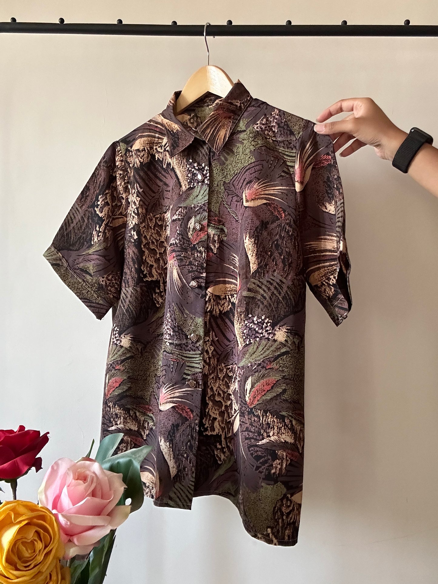 Vintage Jungle Abstract Print Shirt