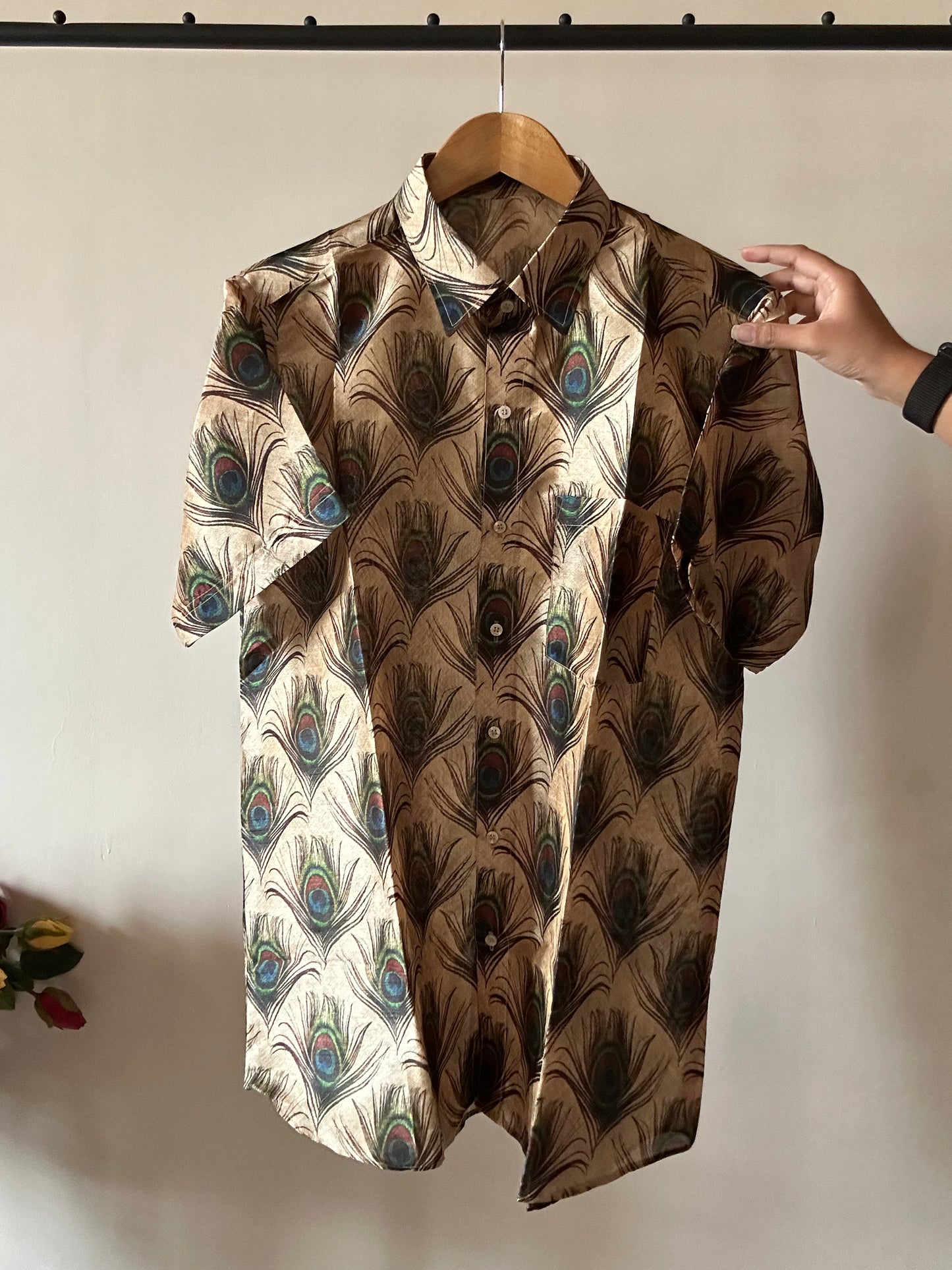 Peacock Feather Tussar Silk Shirt