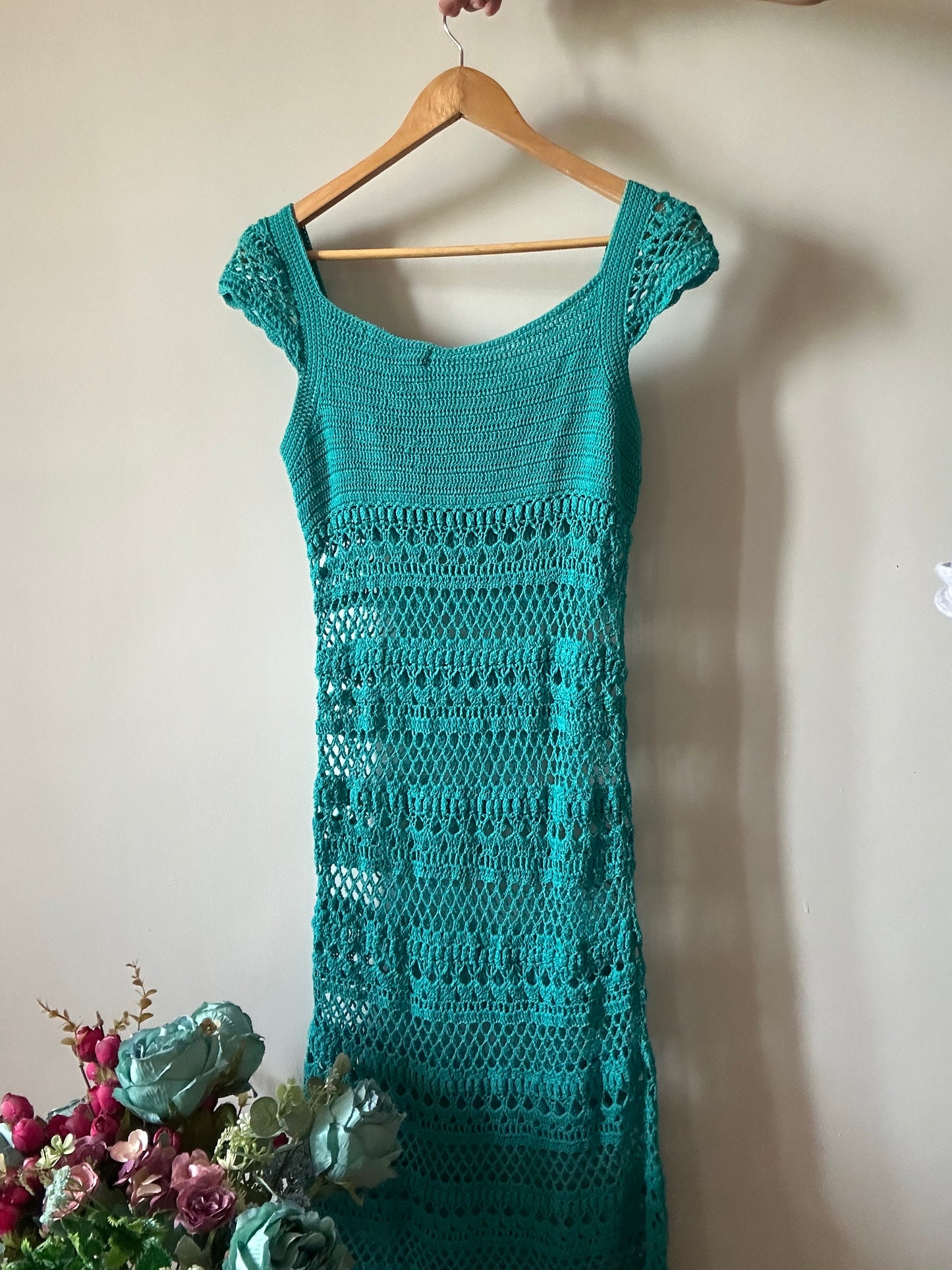 Vintage Crochet Breaded Neckline Dress By EGOIST