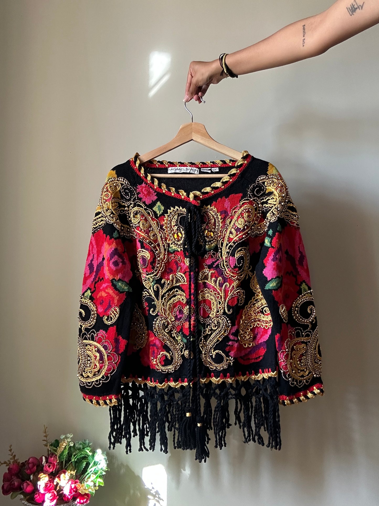 Michael Simon New York Vintage All Embroidered and Beaded Cardigan