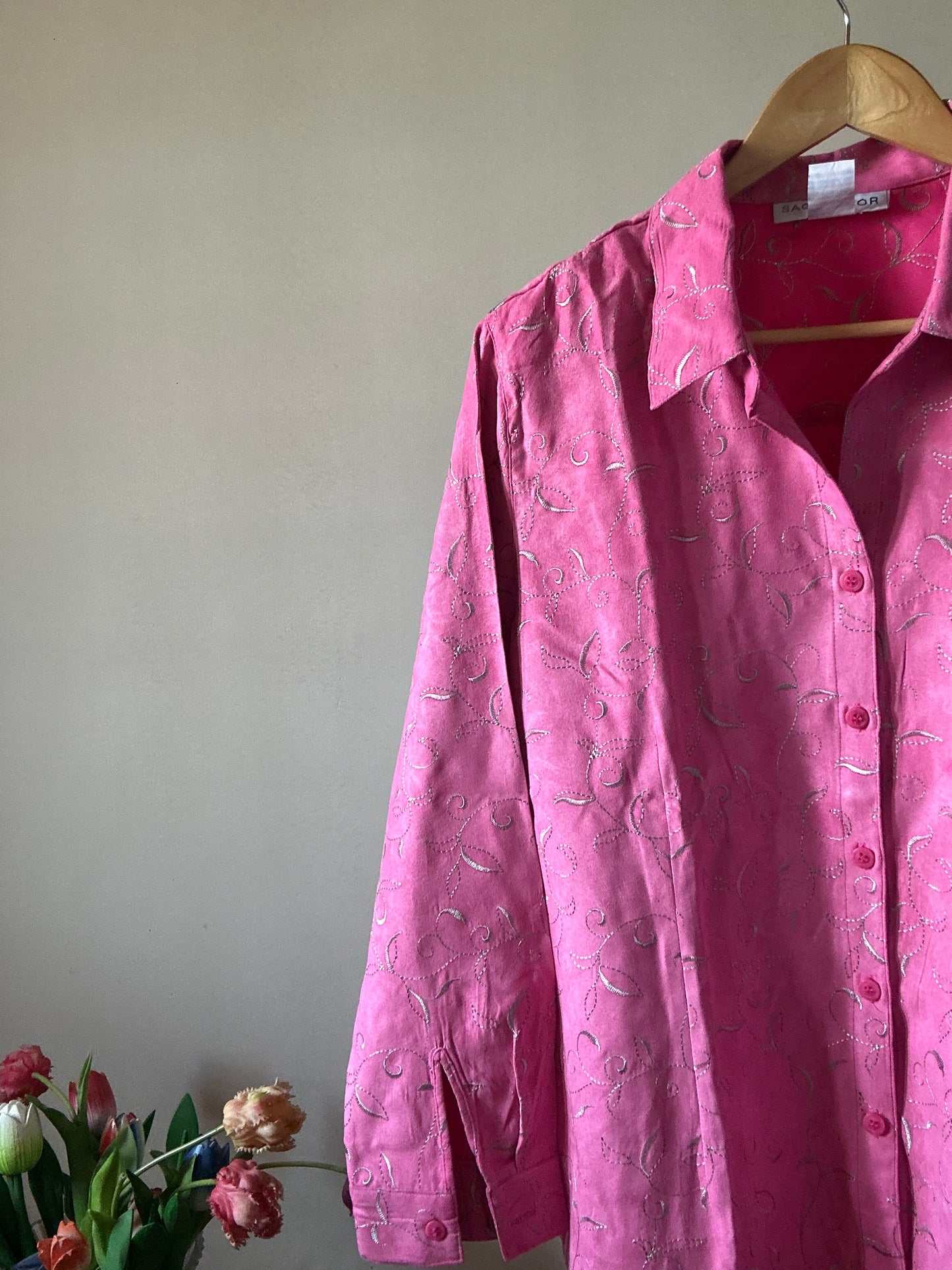 Sagharbor Vintage All Over Embroidered Shirt