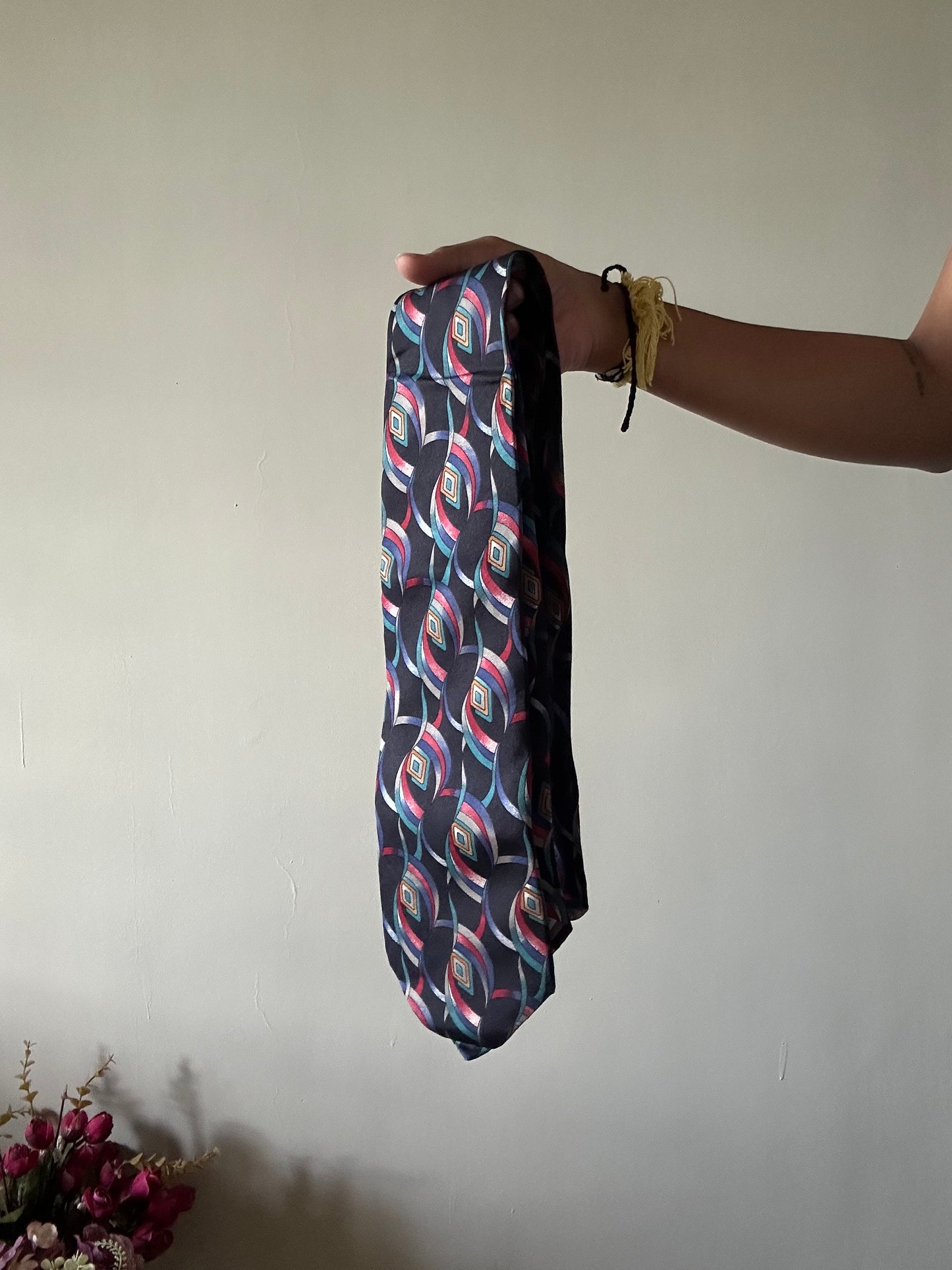 Damon Peacock Feather Inspired Print Vintage Tie