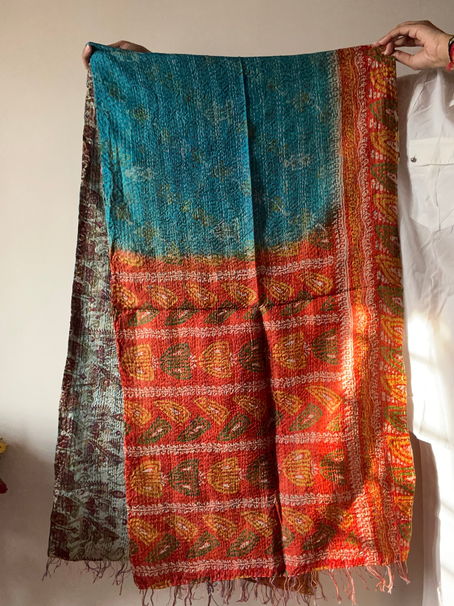 Traditional Blue & Red Multi Print Stole