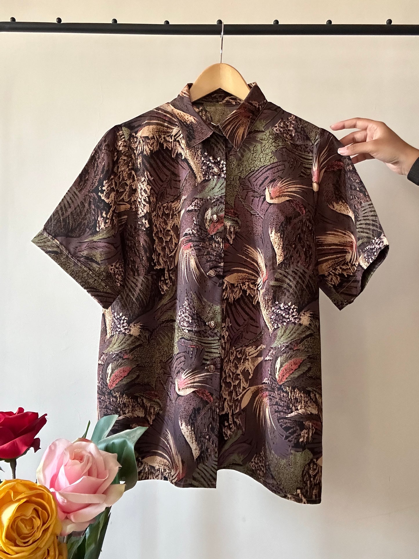 Vintage Jungle Abstract Print Shirt