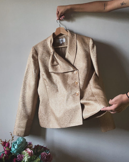 Le Suit Vintage Weaved Blazer With Bow Detail