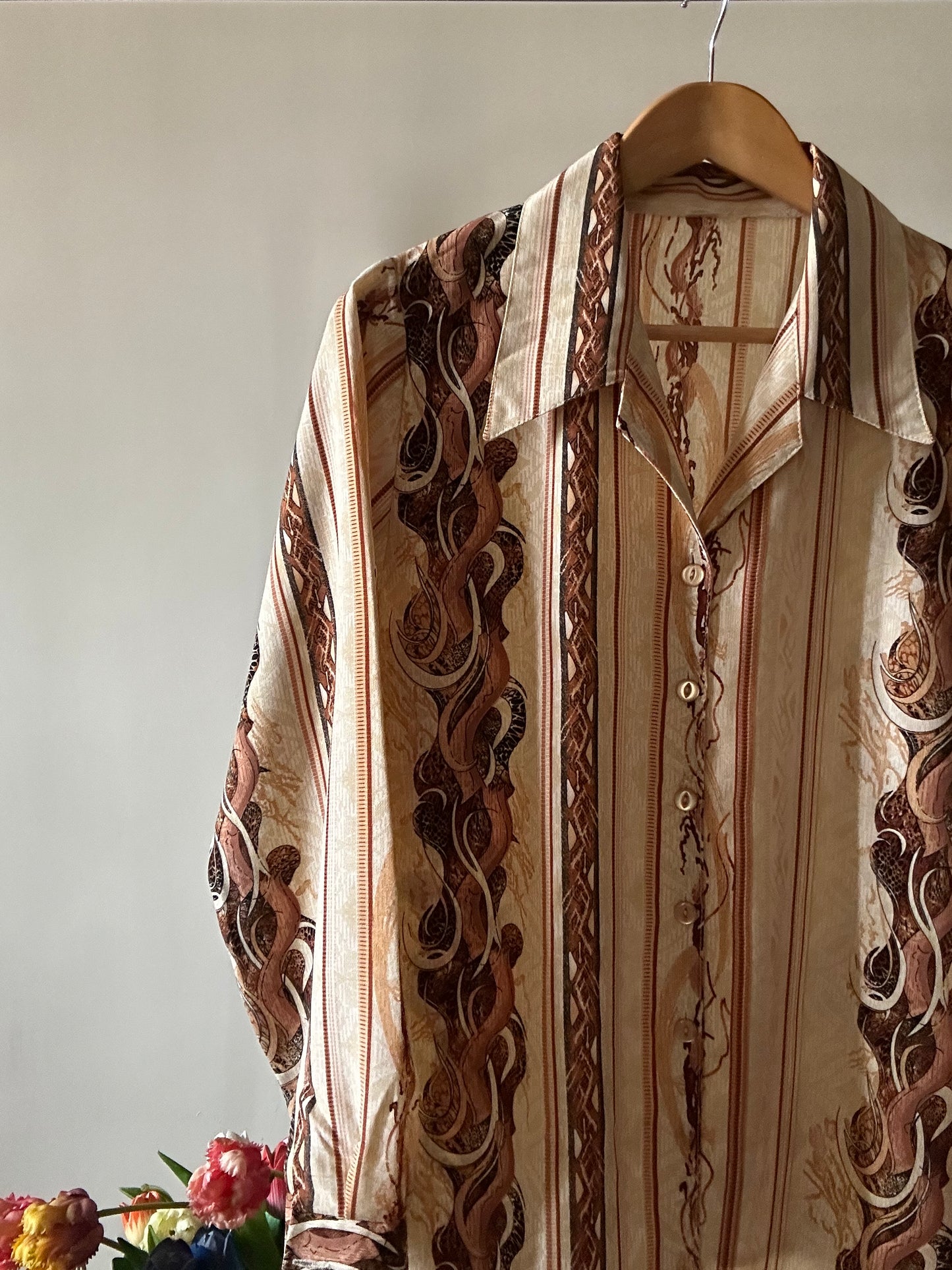 Vintage Multi Pattern Print Shirt