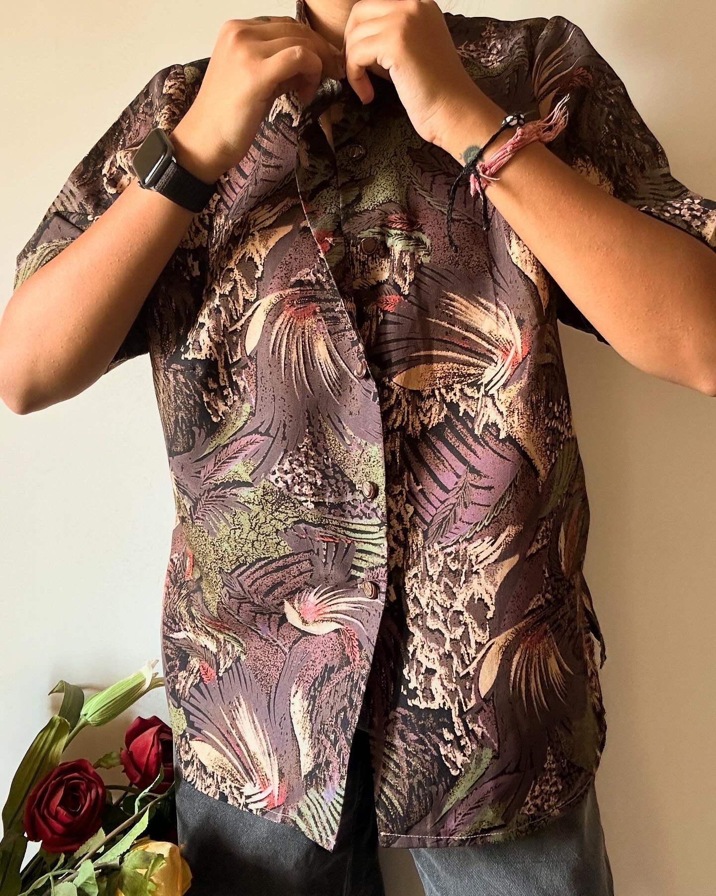 Vintage Jungle Abstract Print Shirt