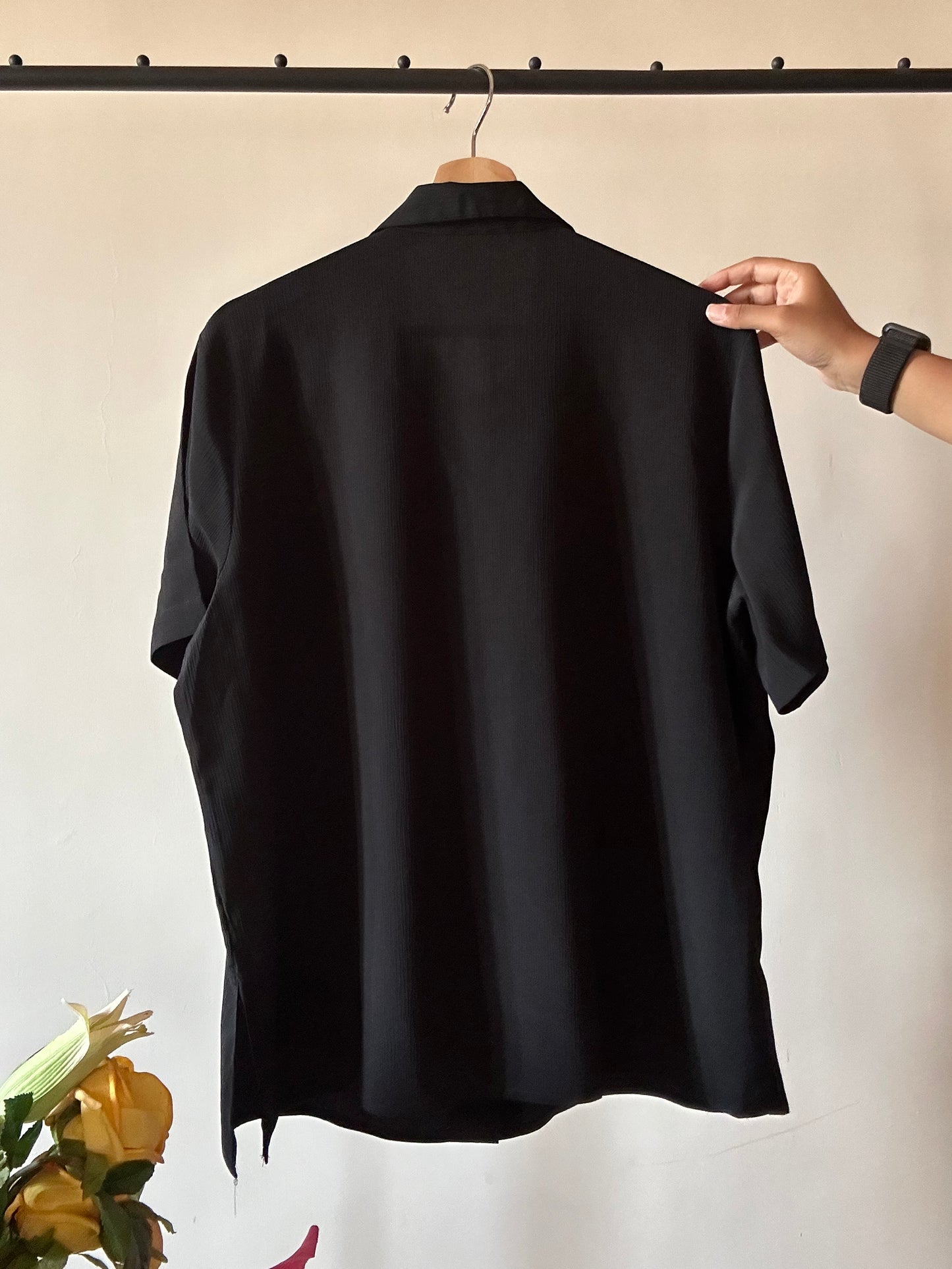 Basic Black Textured Vintage Shirt