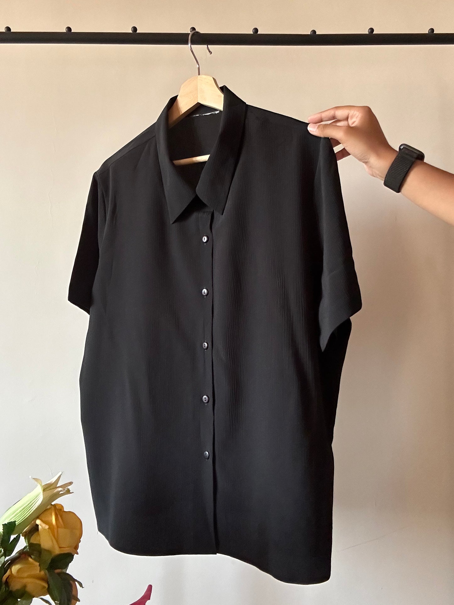 Basic Black Textured Vintage Shirt