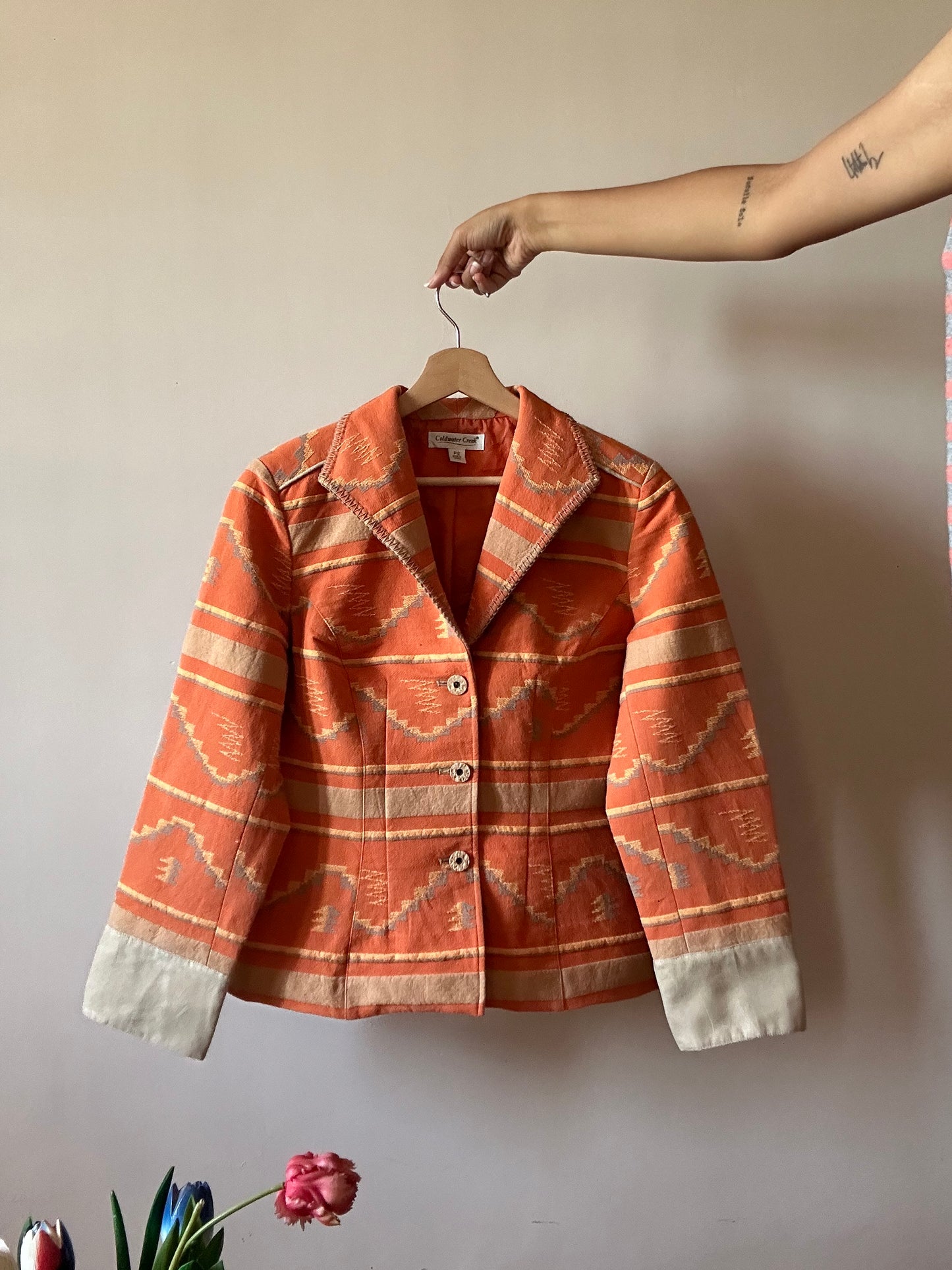 Coldwater Creek Embroidered And Weaved Blazer