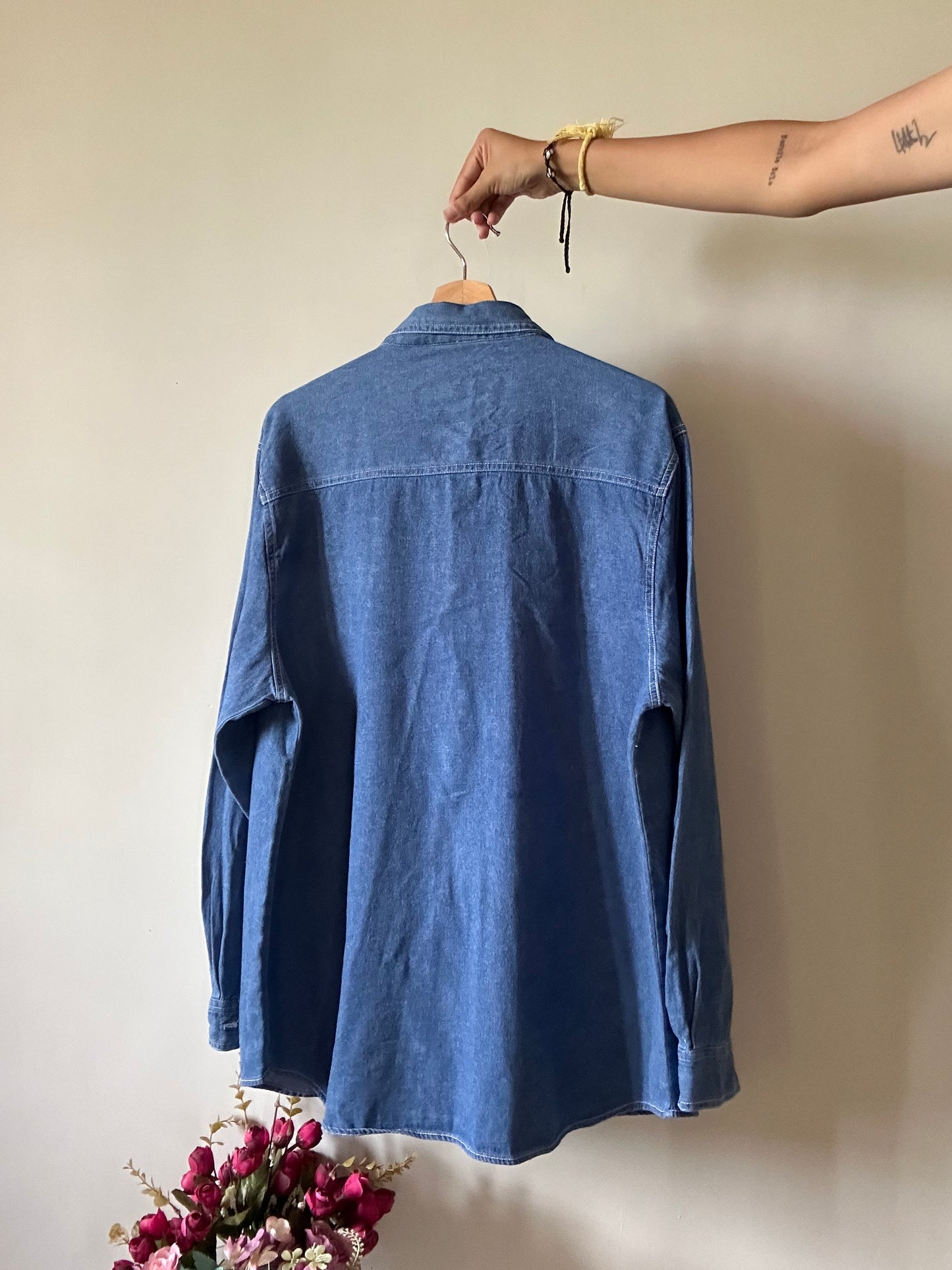 Bobbie Brooks Vintage Pumpkin Embroidered Denim Shirt