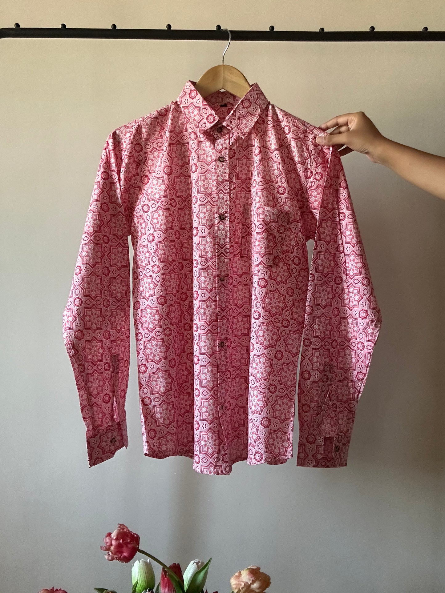 Pink Hand Block Print Shirt